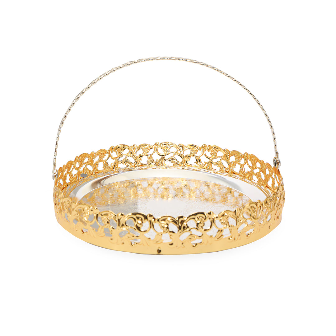 Round Basket - White Metal 1: The Home Co.