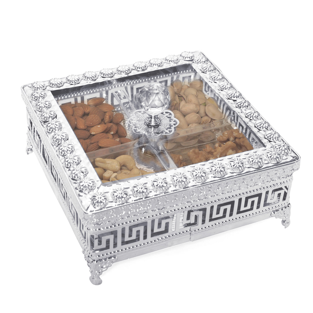 White Metal Box - Square Dryfruit Box 2- The Home Co.