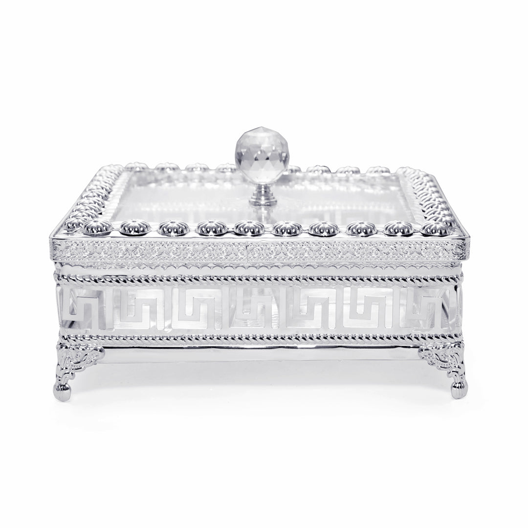 White Metal Box - Square Dryfruit Box 6- The Home Co.