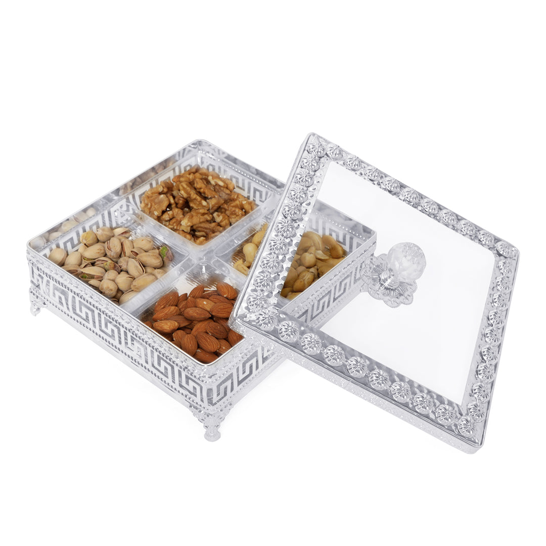 White Metal Box - Square Dryfruit Box - The Home Co.1