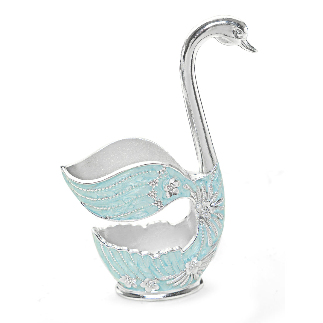 White Metal - Blue Swan Spoon Set of 6 With Stand