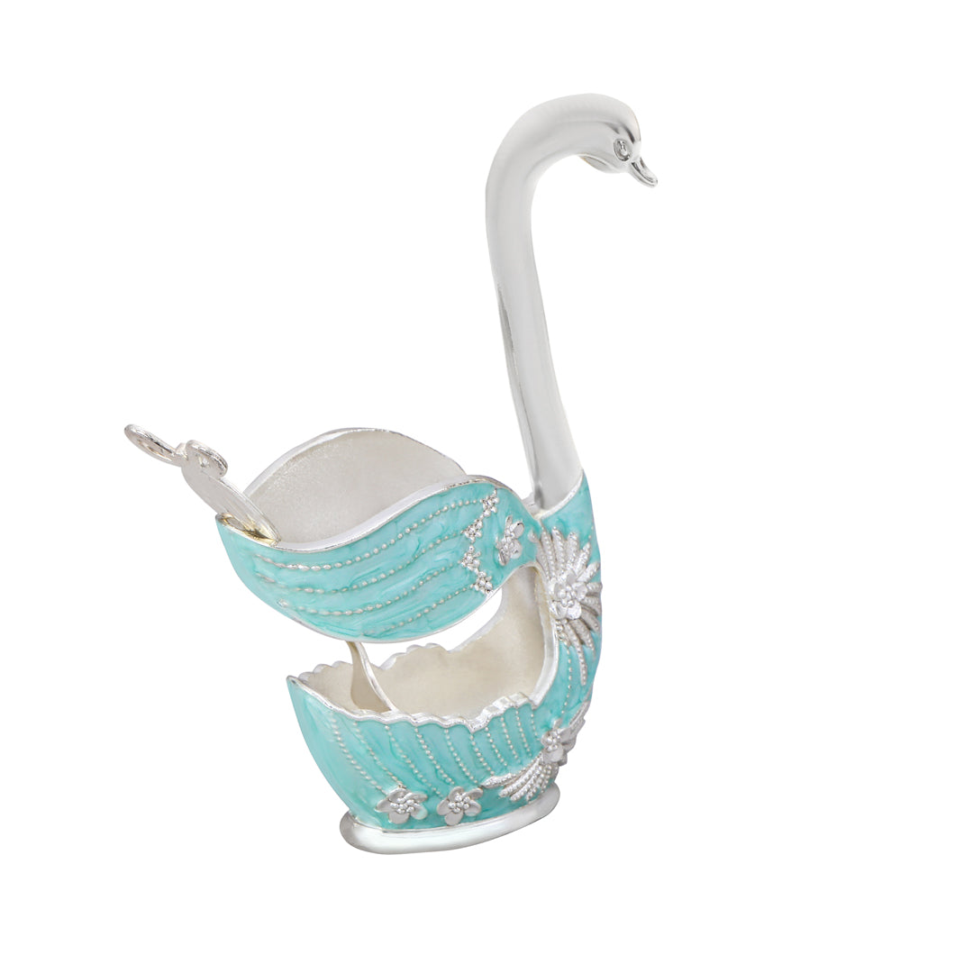 White Metal - Blue Swan Fork Set of 6 With Stand