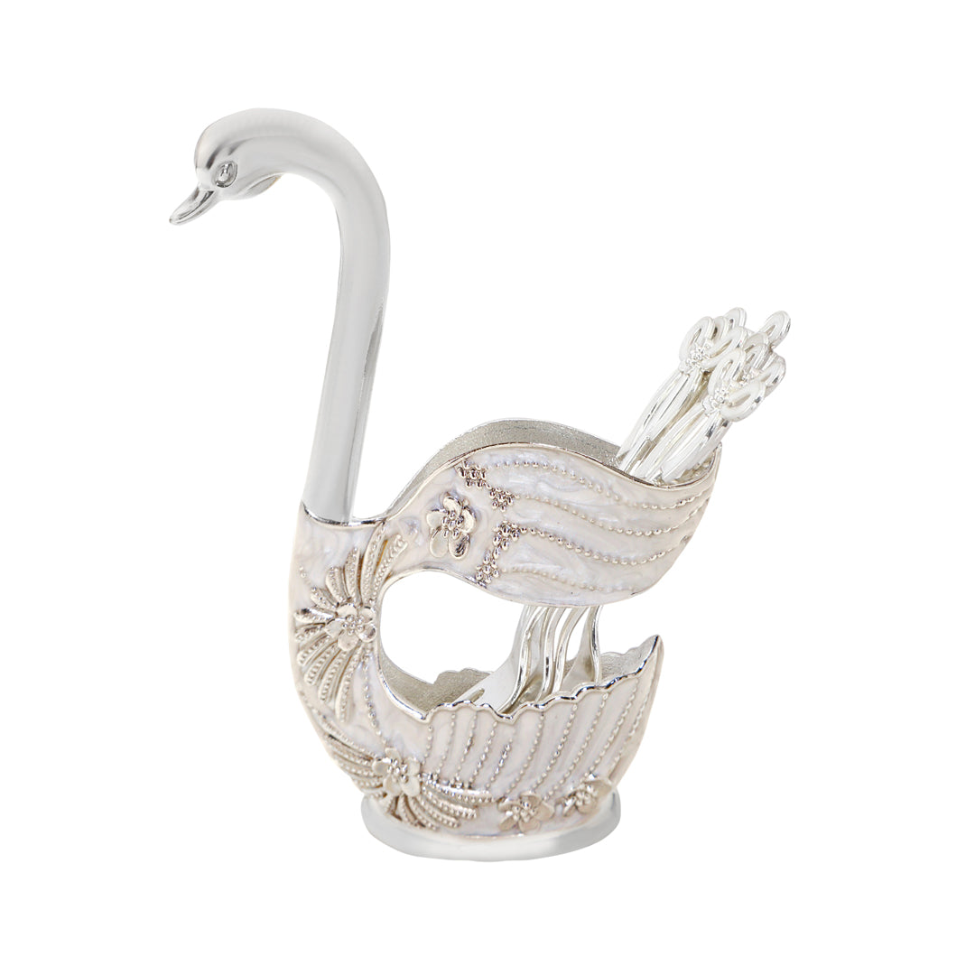 White Metal - White Swan Fork Set of 6 With Stand