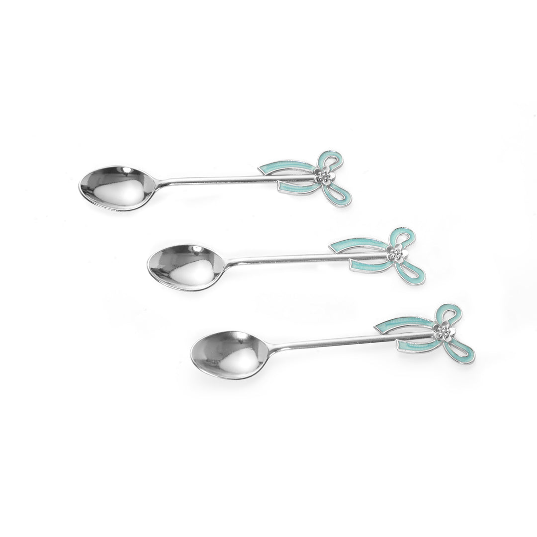 White Metal - Blue Swan Spoon Set of 6 With Stand