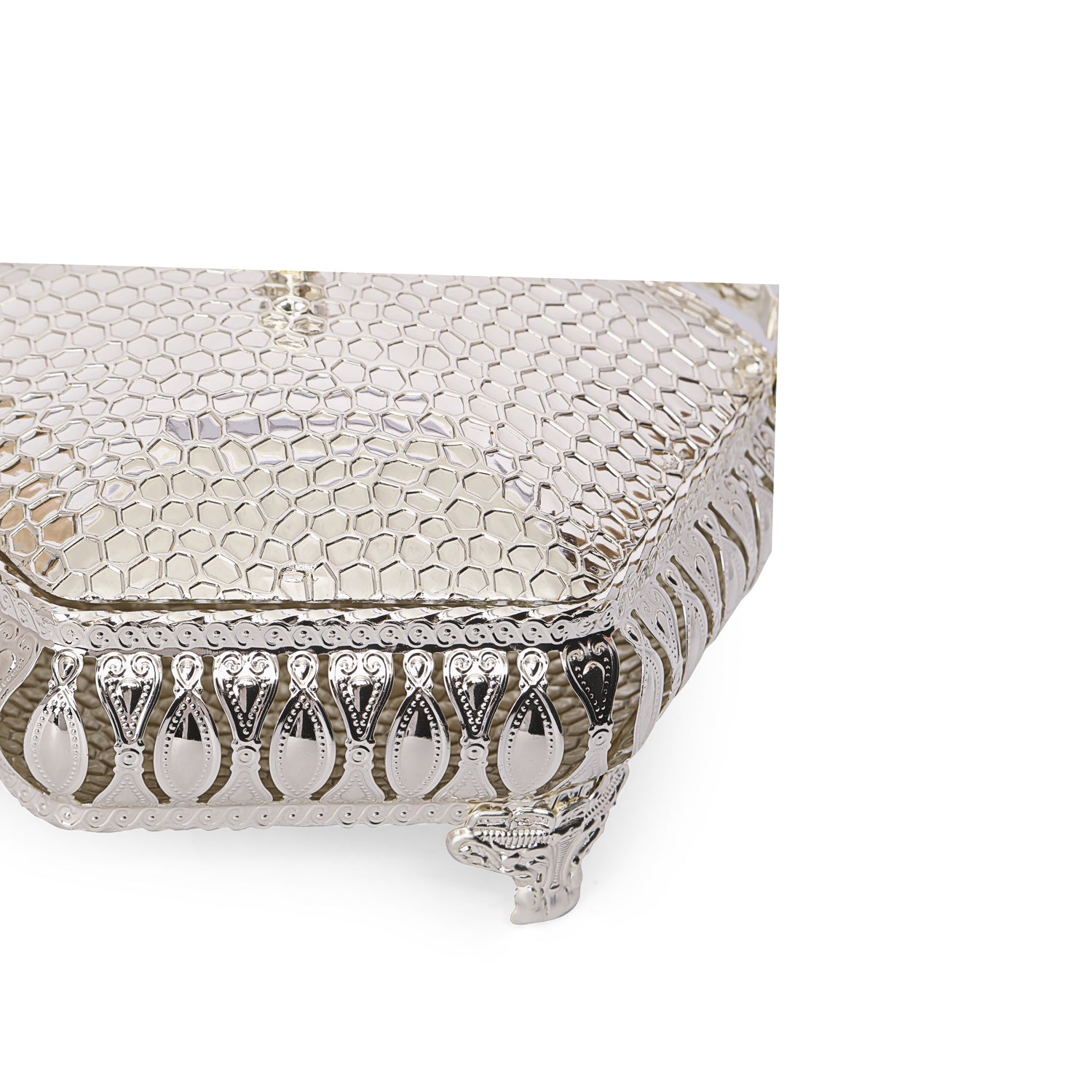 Hexagon Basket - White Metal