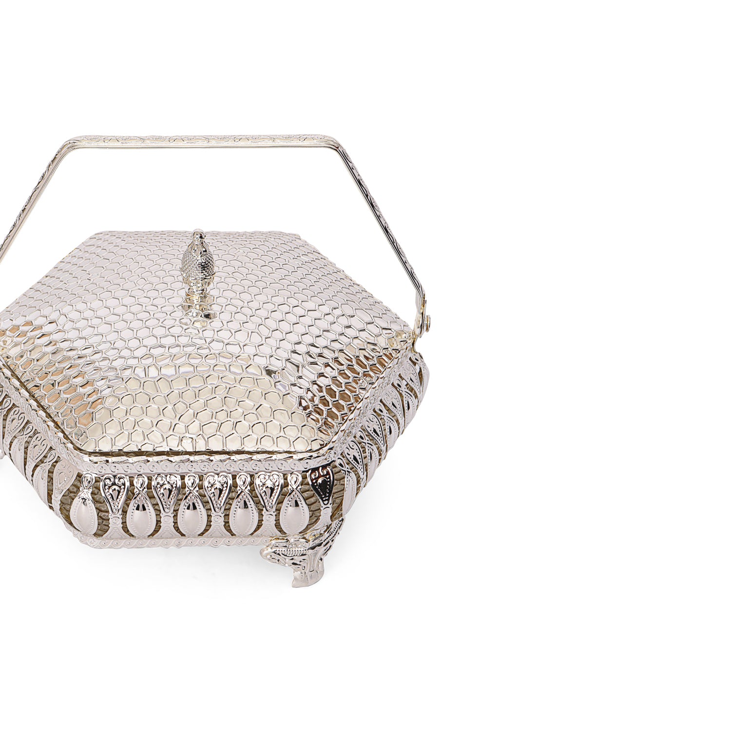 Hexagon Basket - White Metal