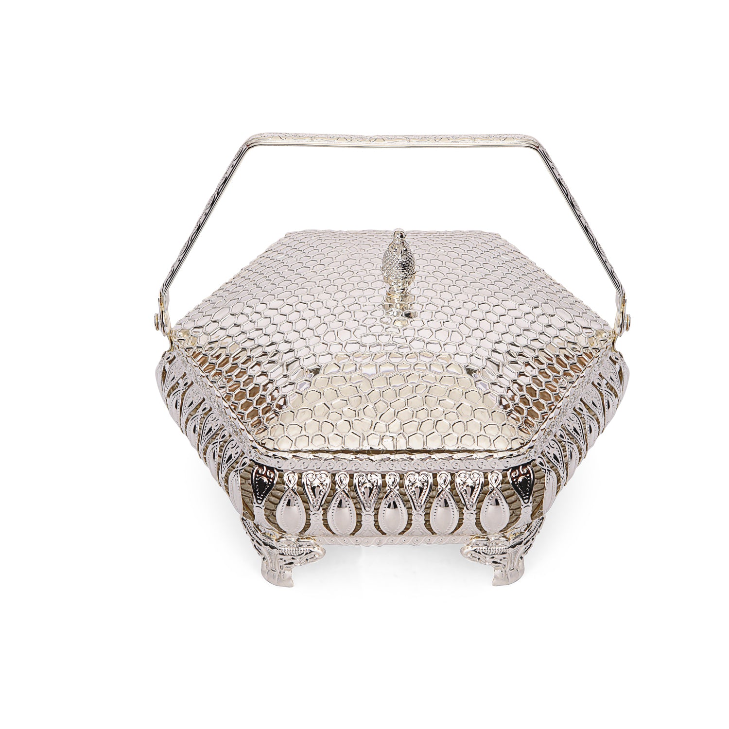 Hexagon Basket - White Metal