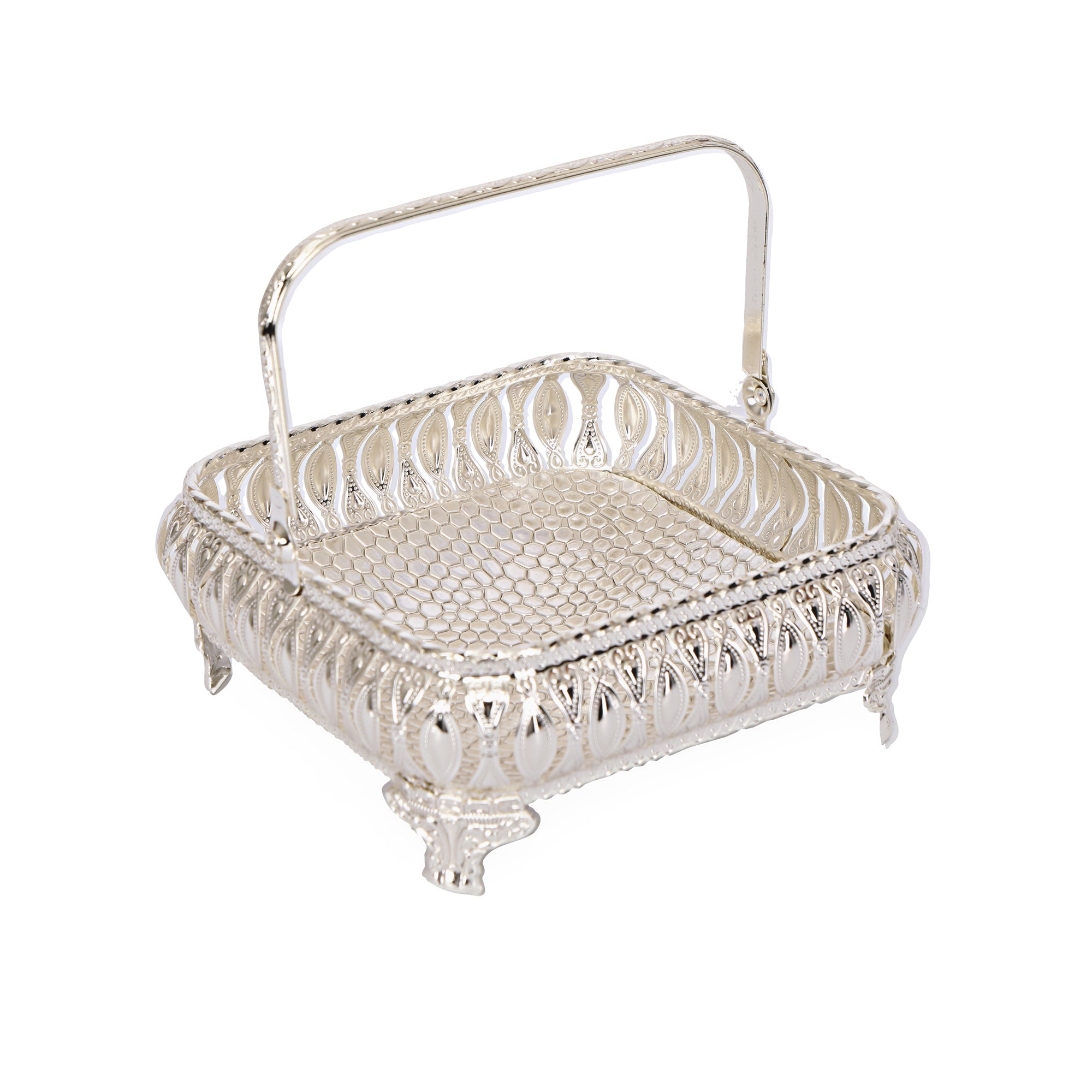 Square Basket - White Metal 2: The Home Co.