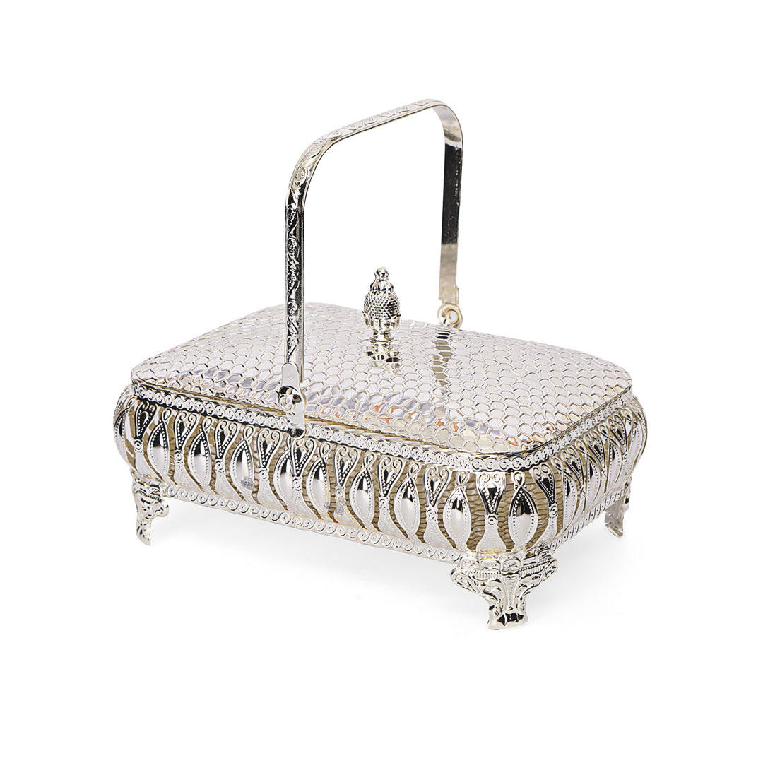 Rectangle Basket - White Metal 2: The Home Co.