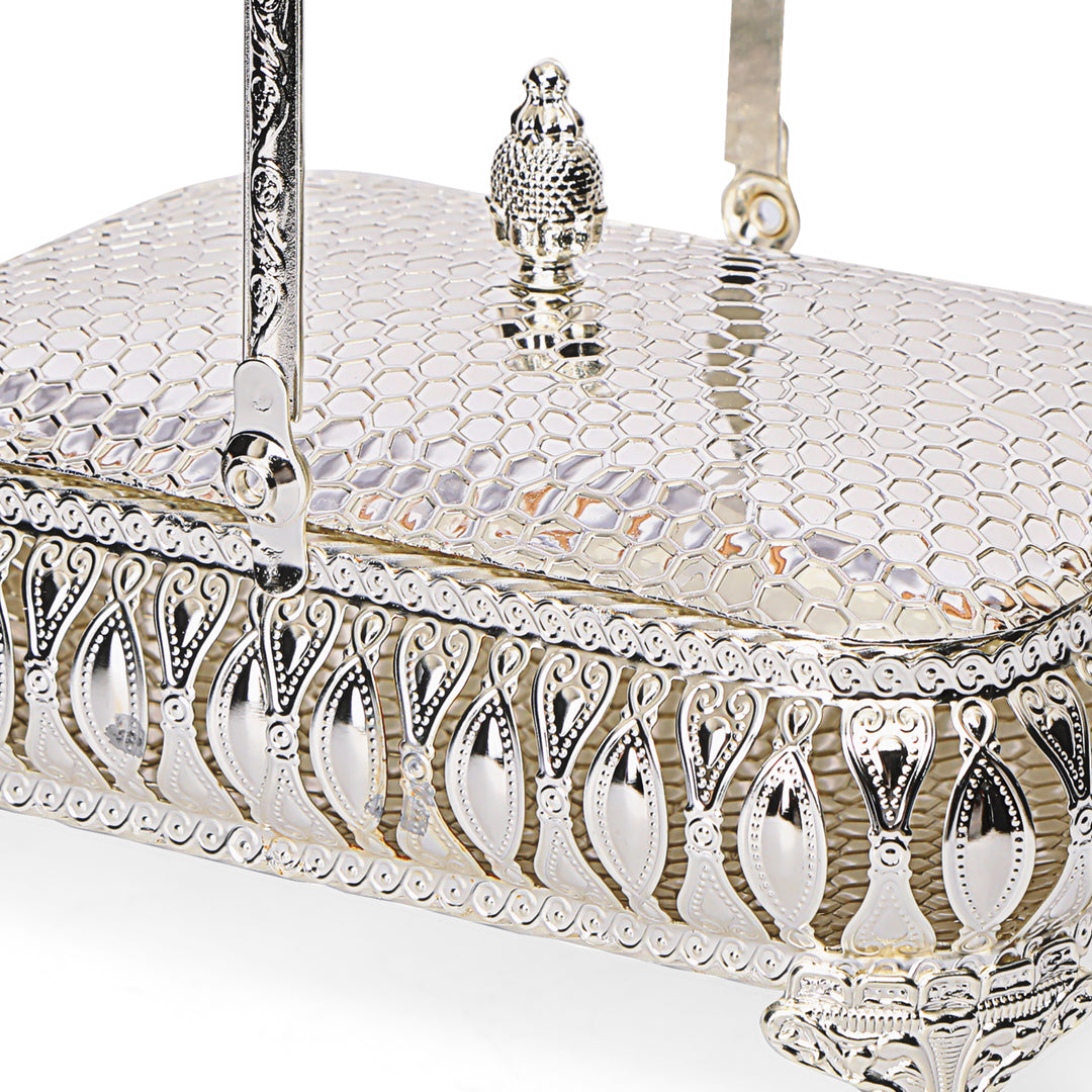 Rectangle Basket - White Metal 4: The Home Co.