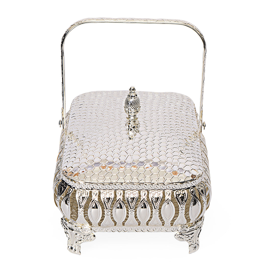 Rectangle Basket - White Metal 3: The Home Co.