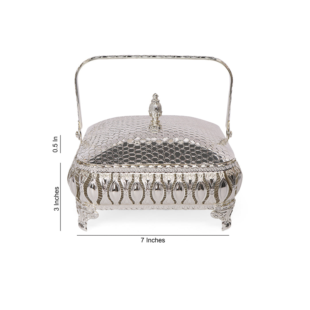 Square Basket - White Metal 5: The Home Co.