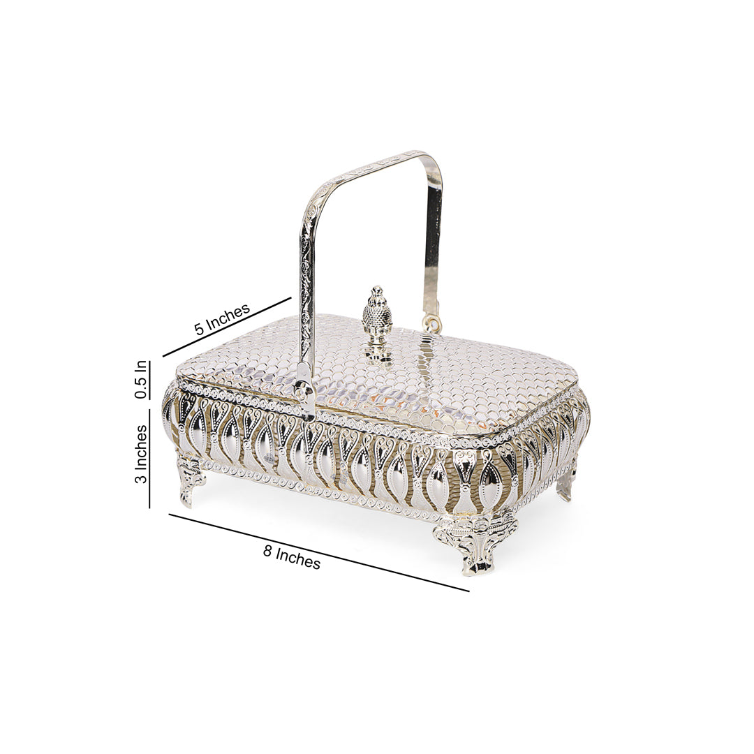 Rectangle Basket - White Metal 6: The Home Co.