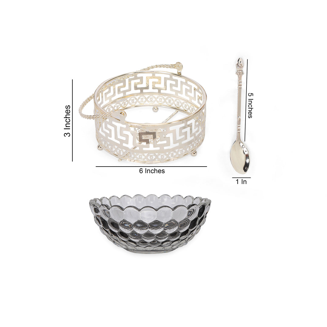 Basket with Spoon - White Metal 6: The Home Co.