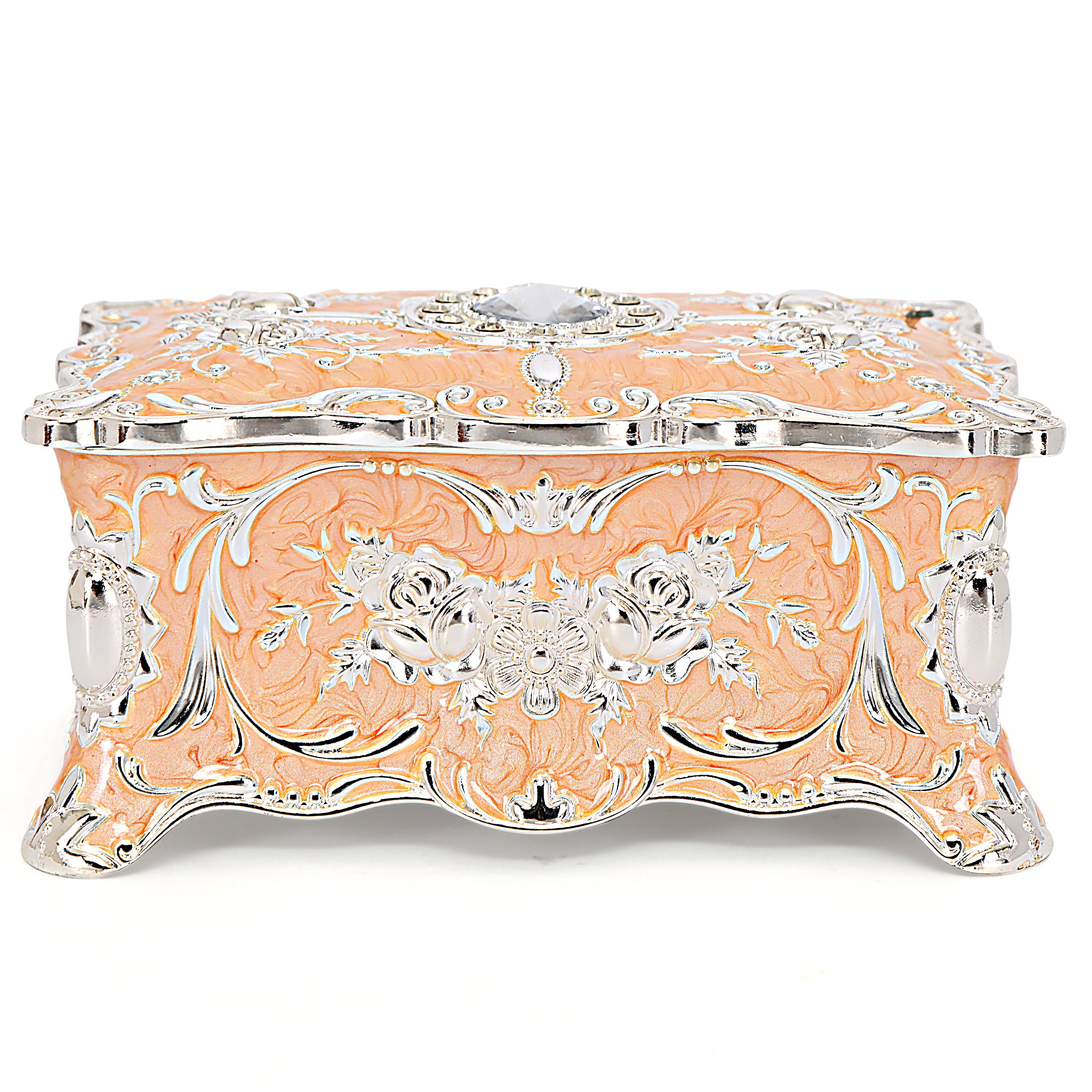 White Metal - Peach Jewellery Box