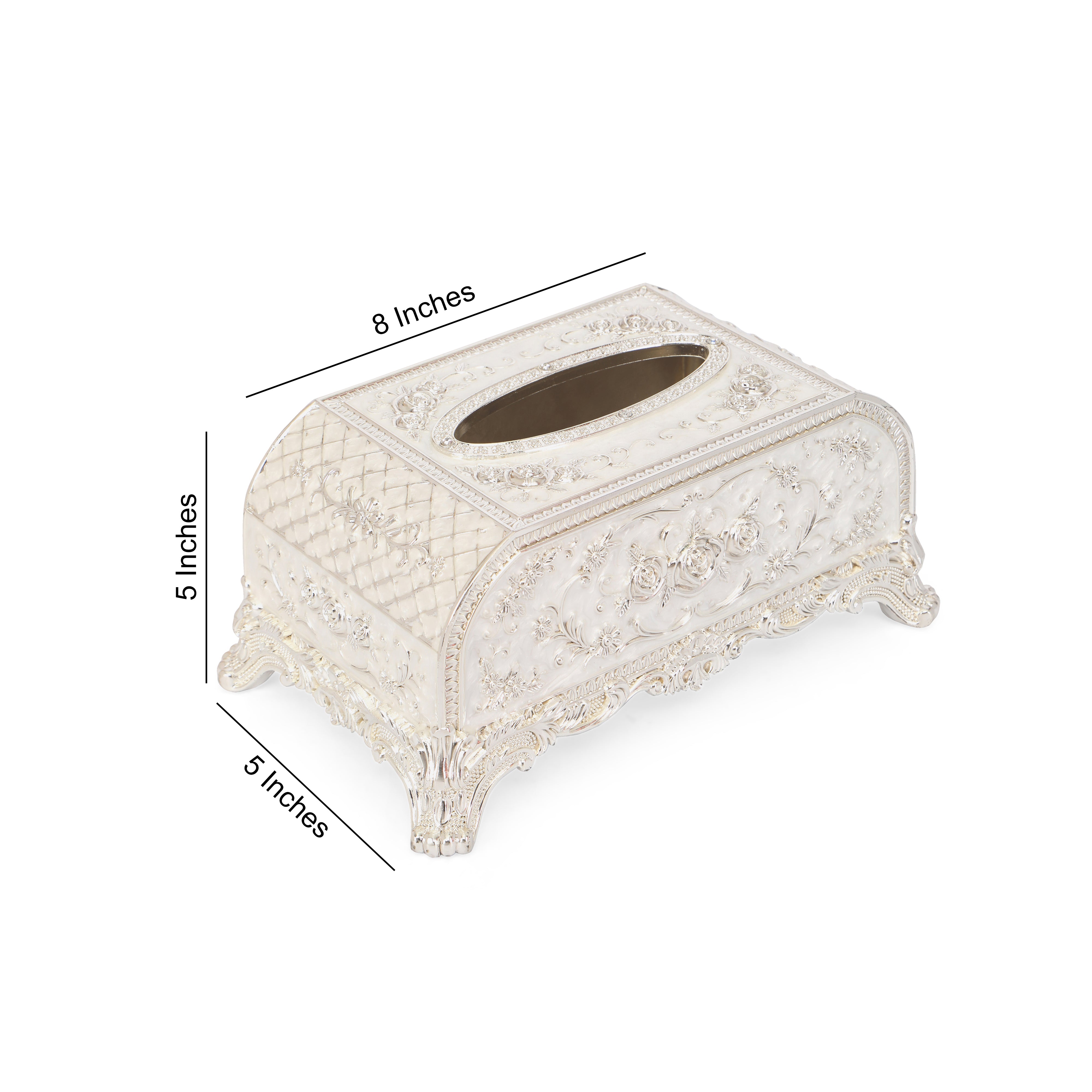 Tissue Box - Metal with Enamel Coating - White