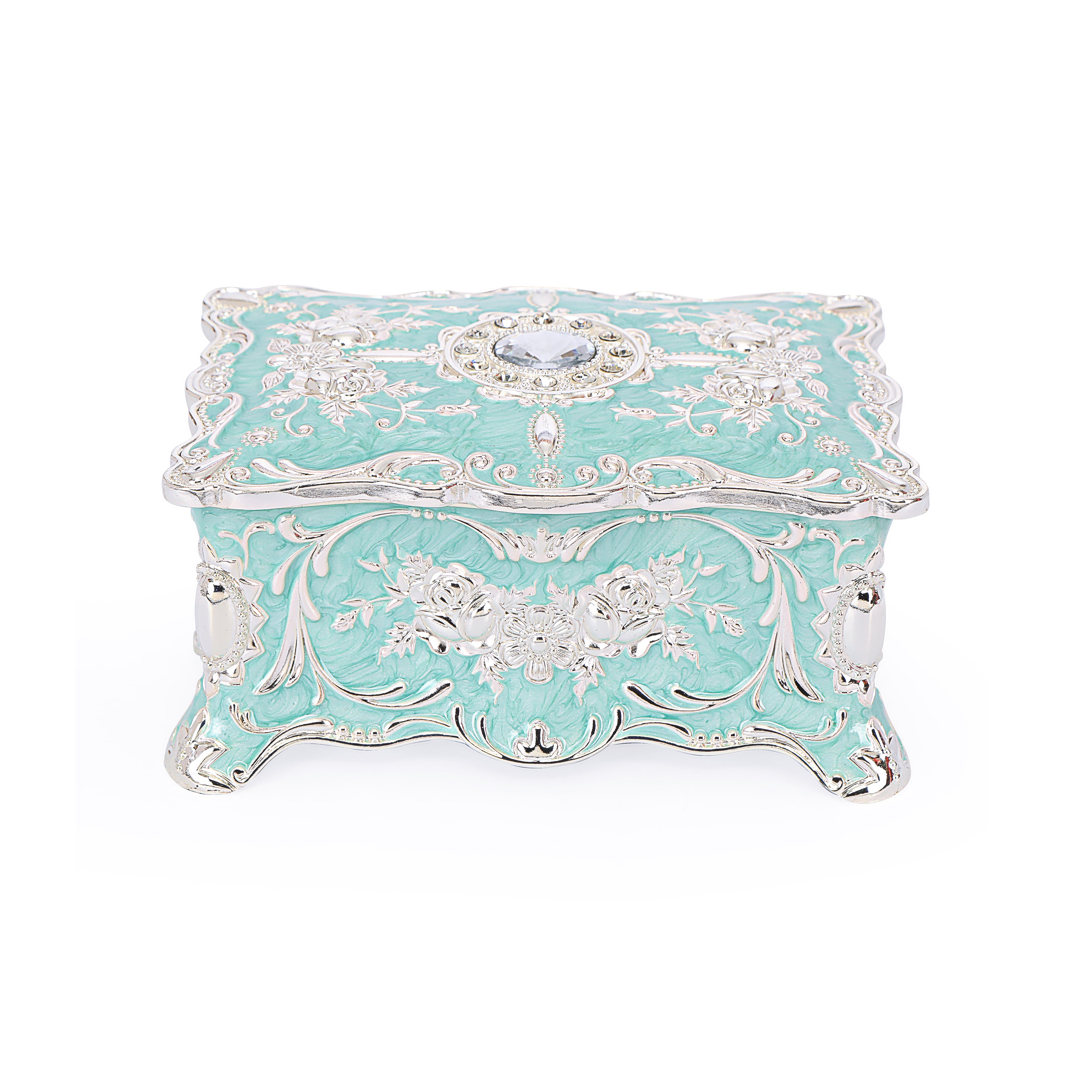 White Metal - Blue Jewellery Box