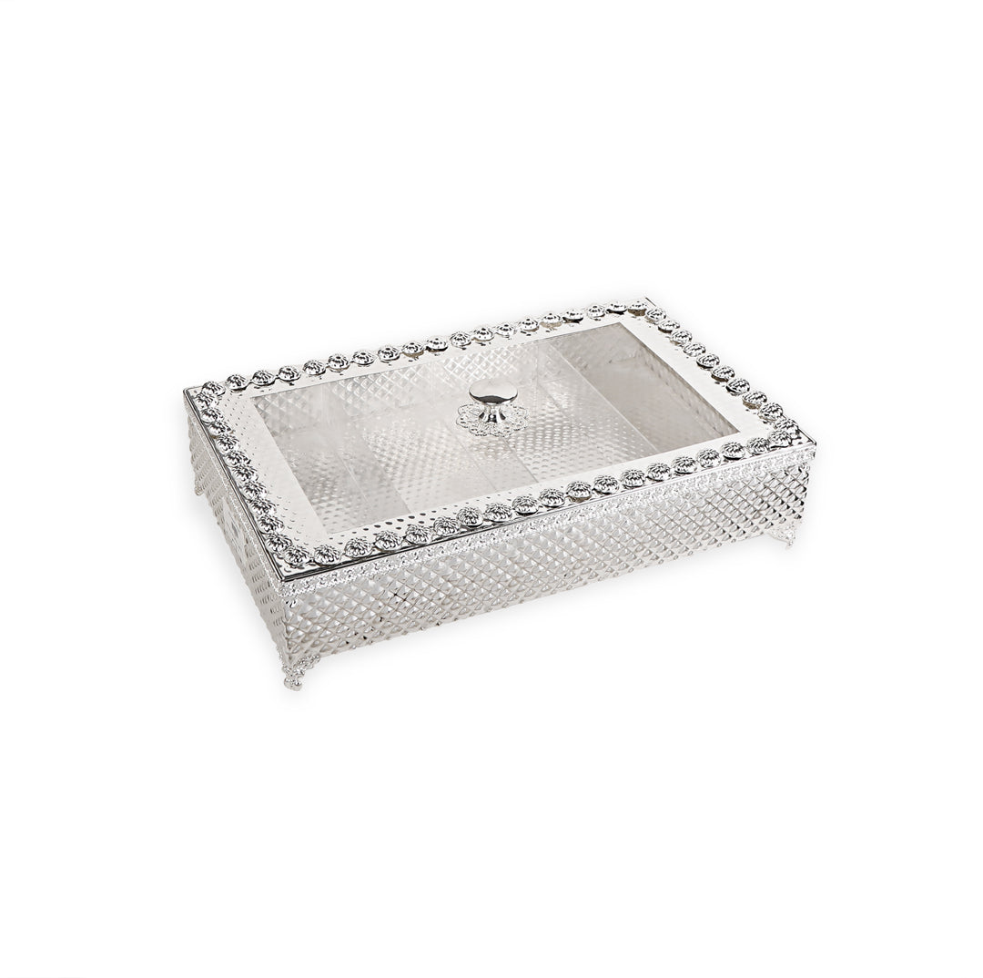 White Metal Box - Rectangle Dryfruit Box 1- The Home Co.