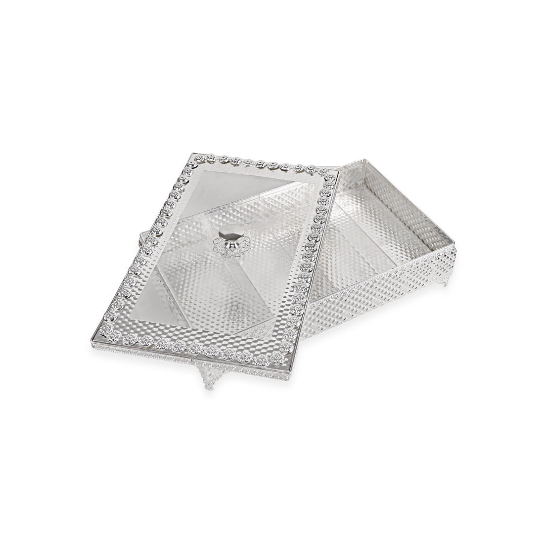 White Metal Box - Rectangle Dryfruit Box 2- The Home Co.