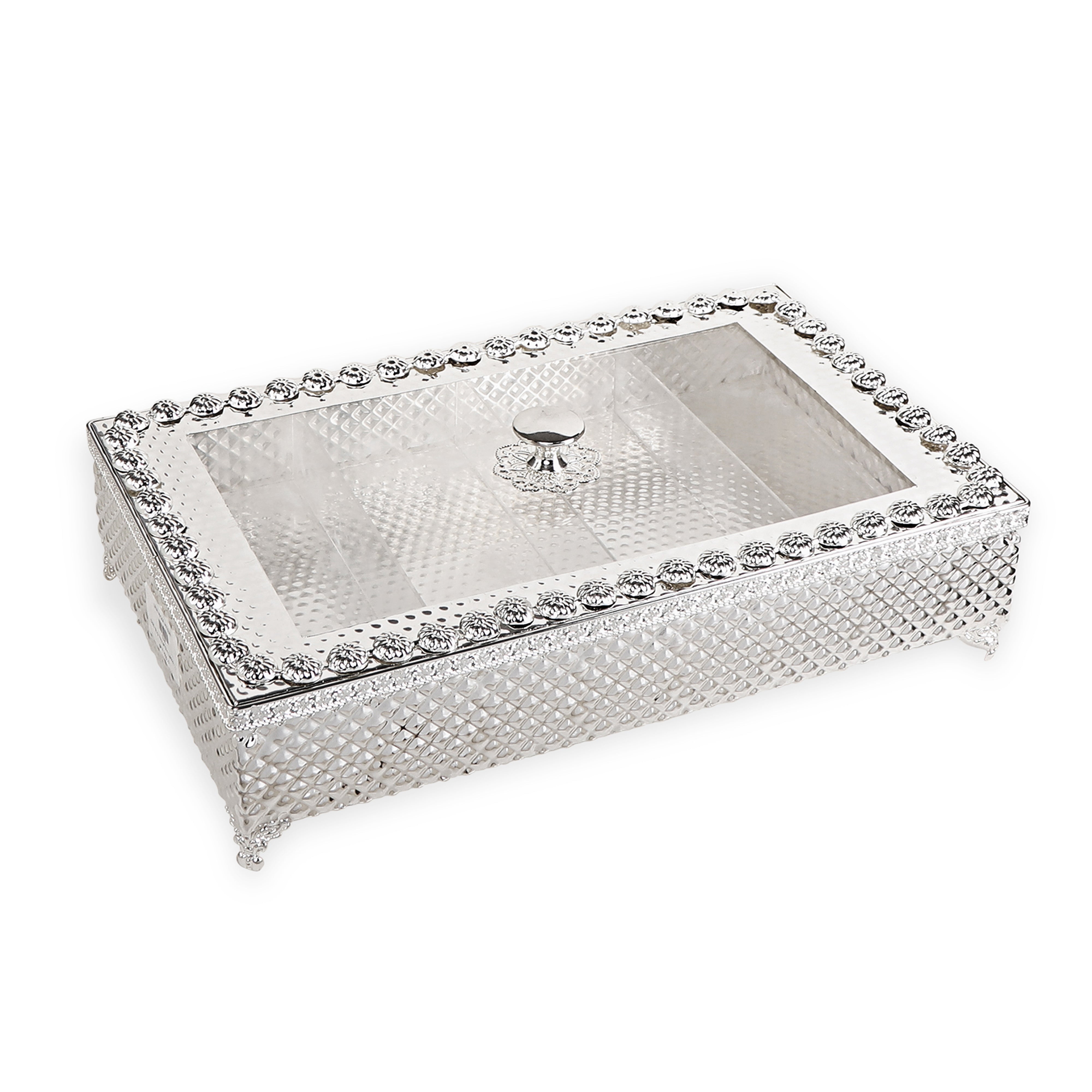 White Metal Rectangle Dry Fruit Box