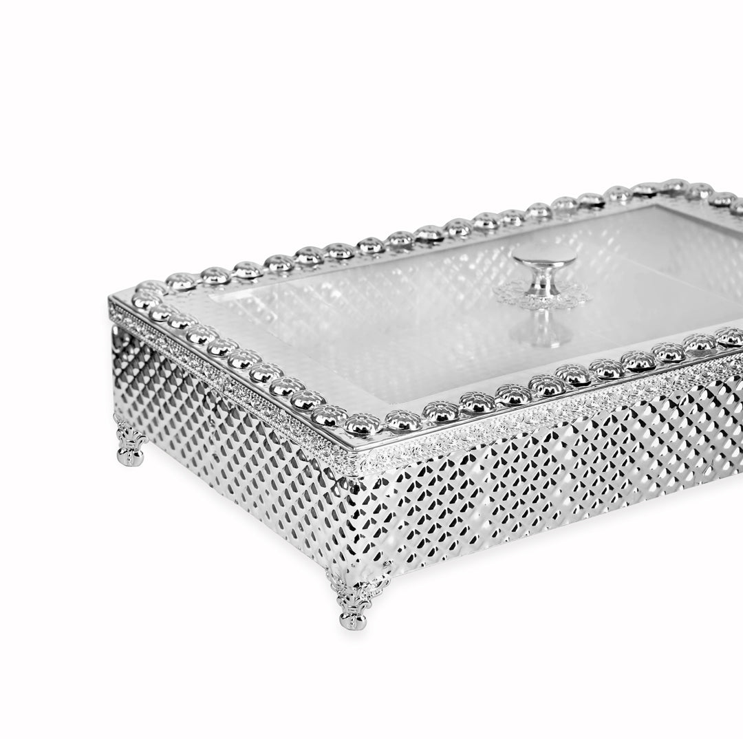 White Metal Box - Rectangle Dryfruit Box 3- The Home Co.