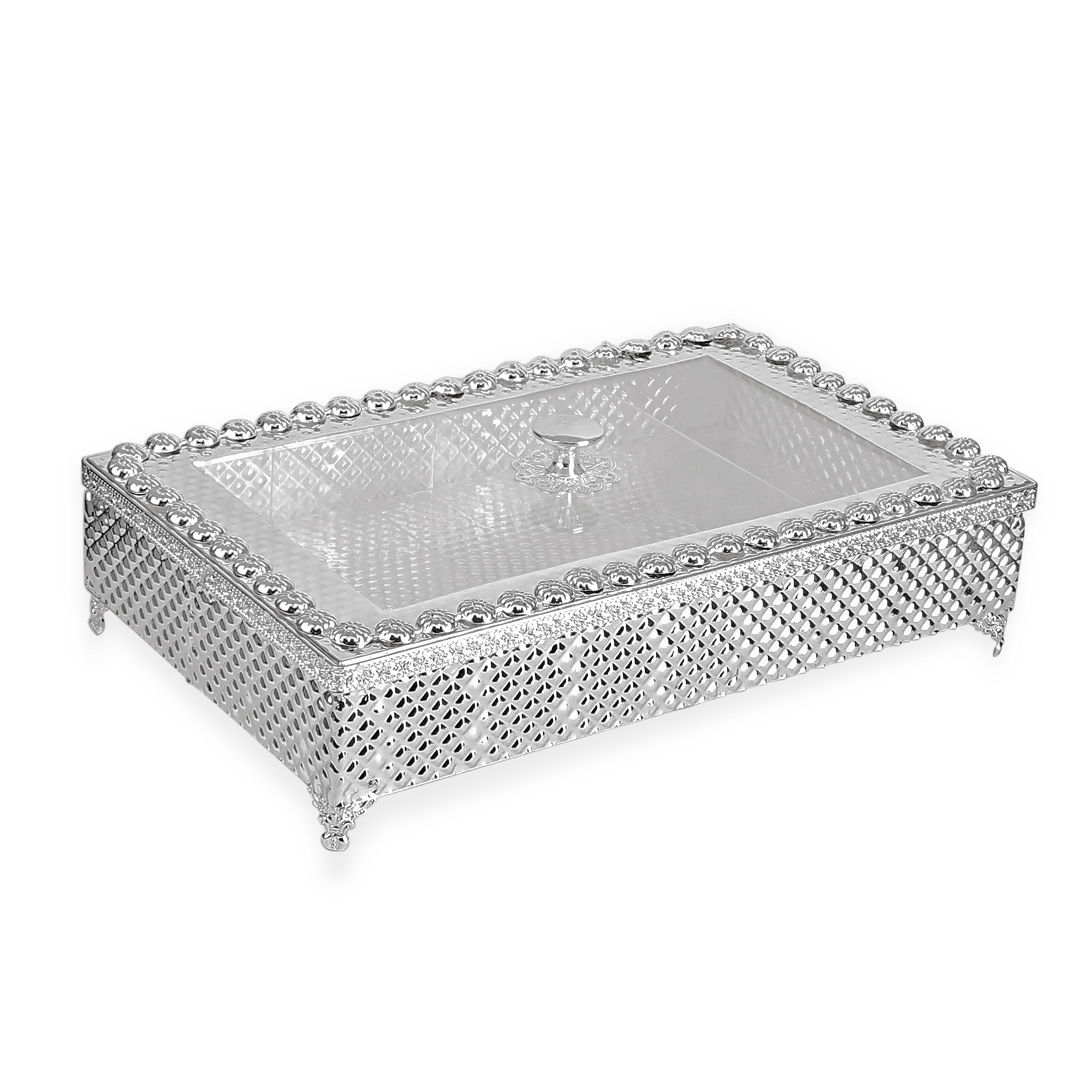 White Metal Rectangle Dry Fruit Box