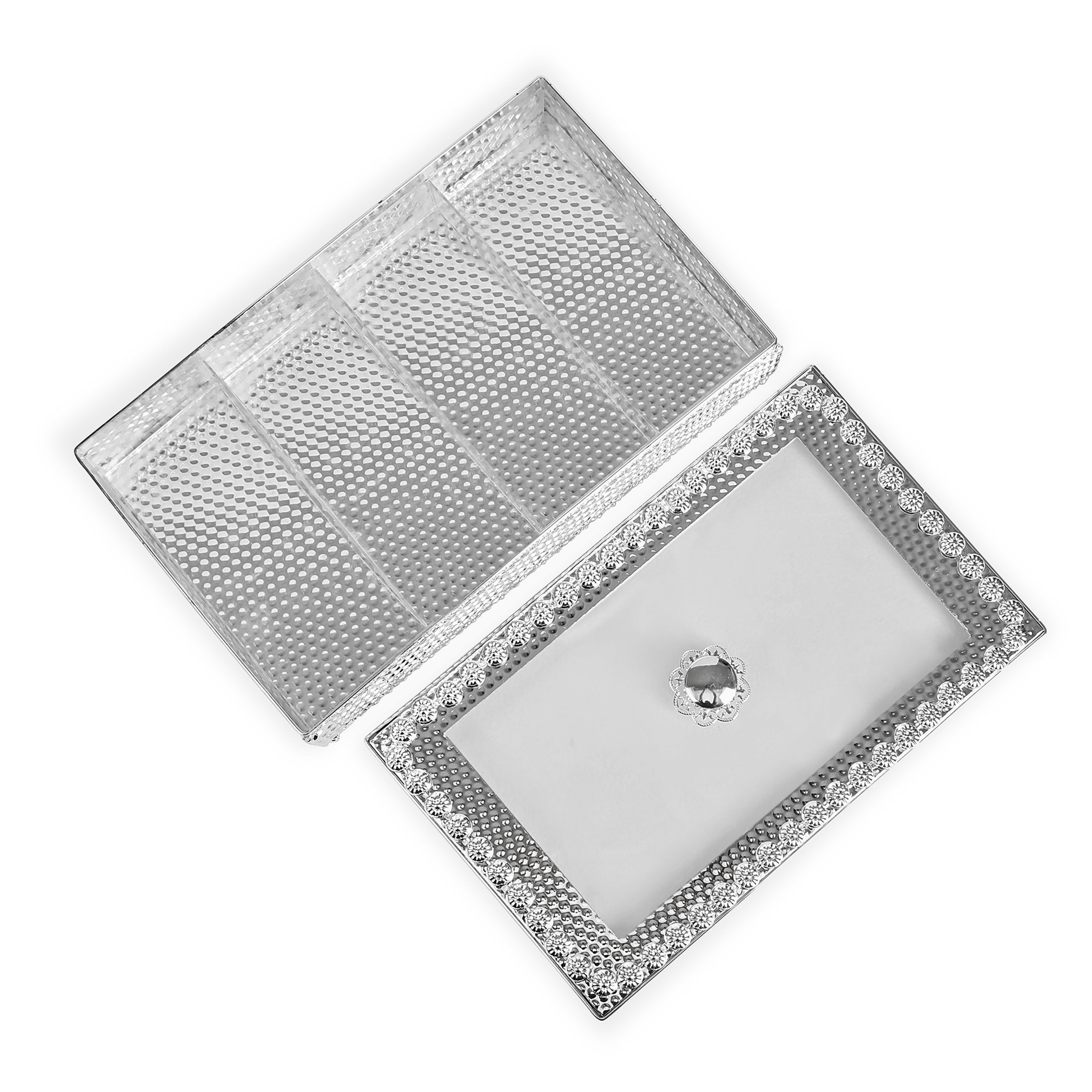 White Metal Rectangle Dry Fruit Box