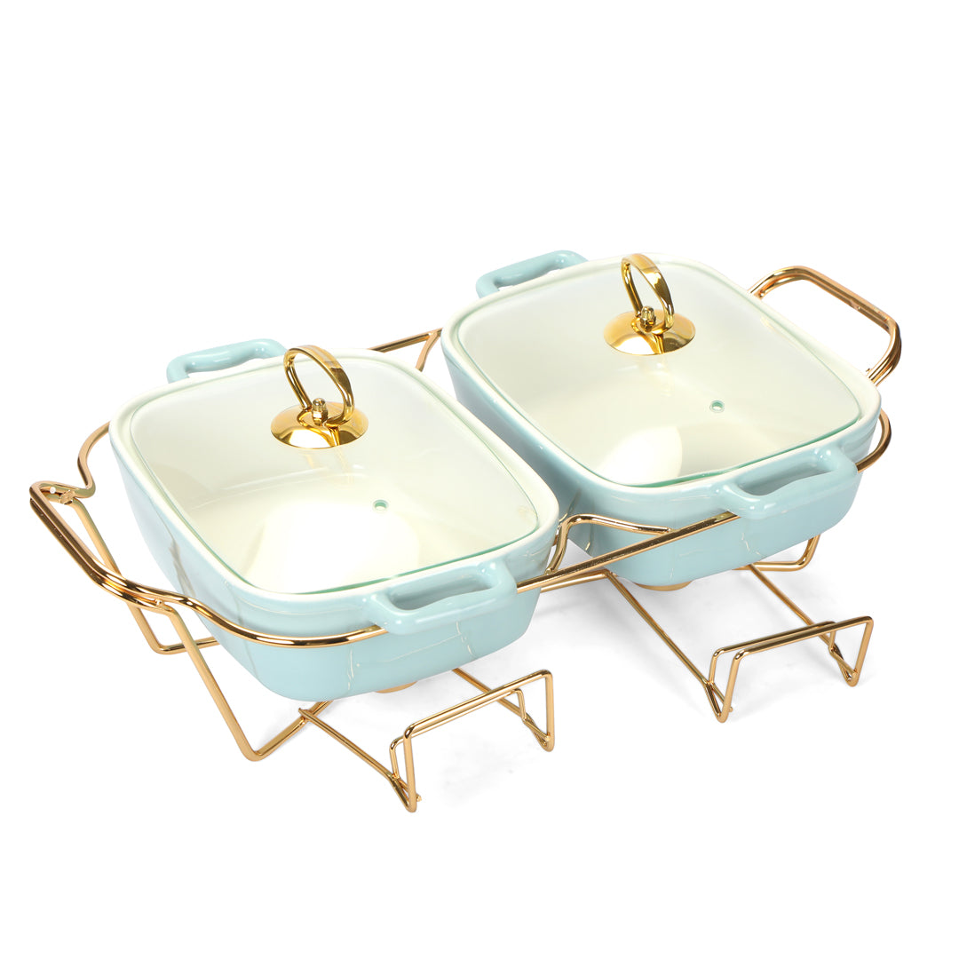 Chafing Dish Twin Rectangle - Blue