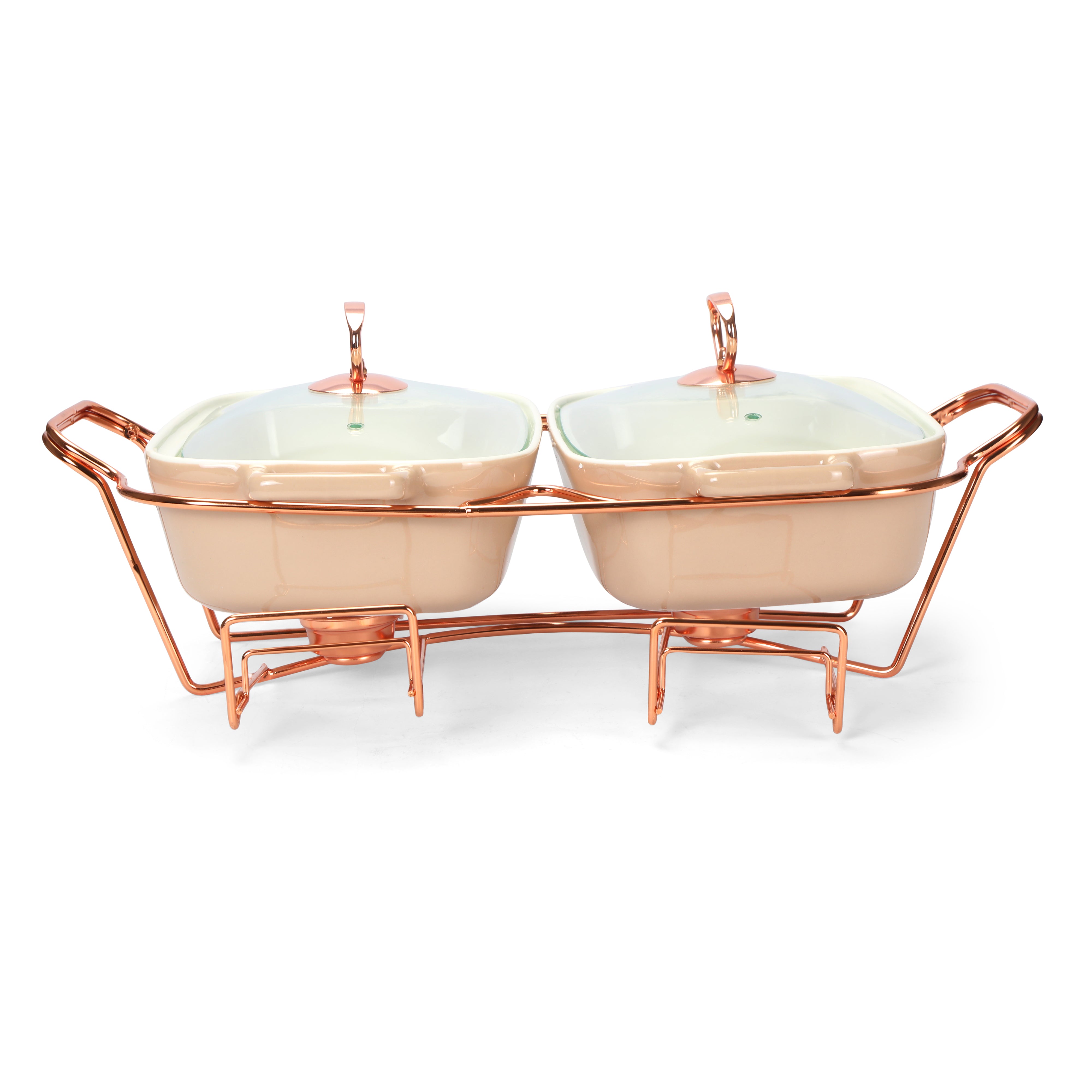 Chafing Dish Twin Rectangle - Pink