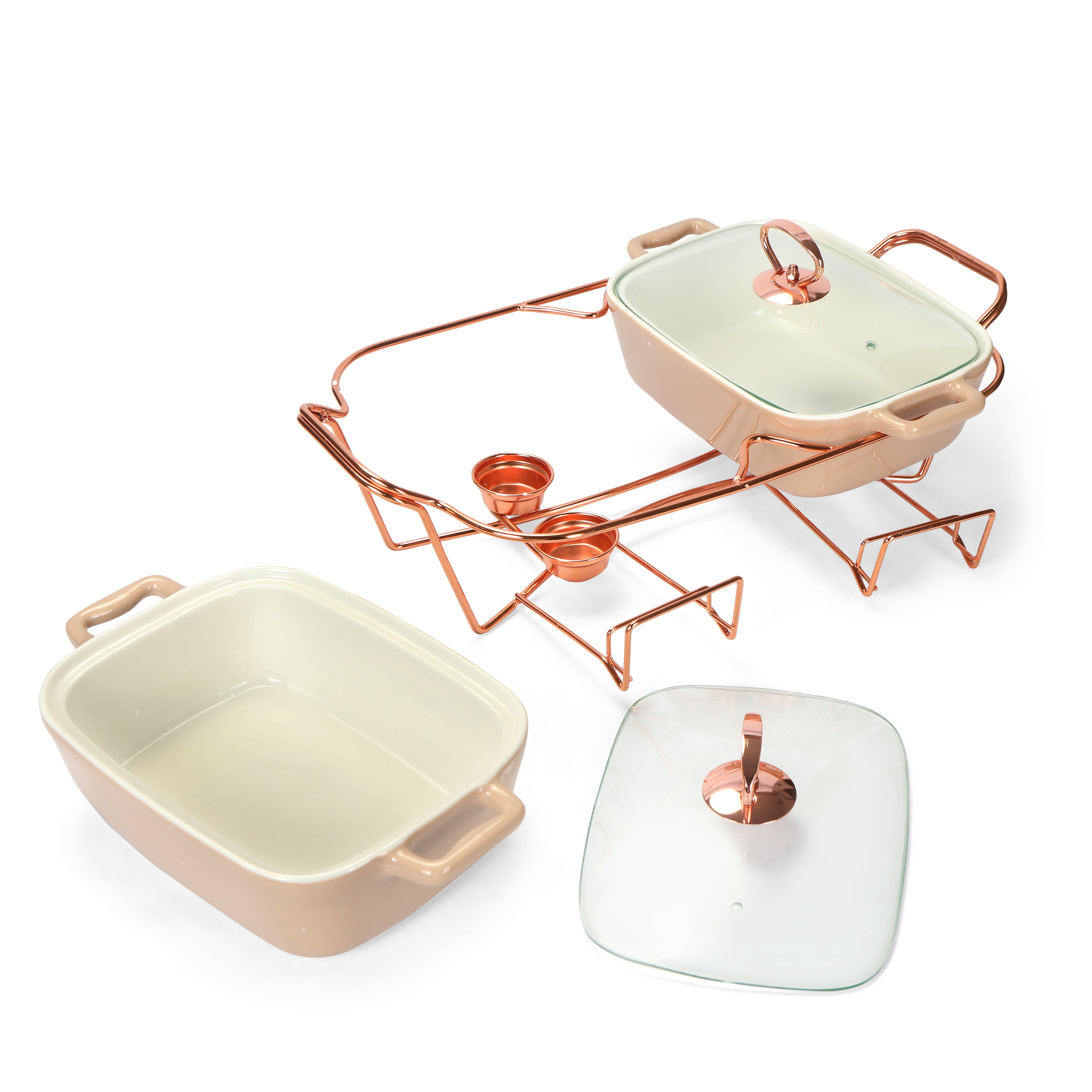 Chafing Dish Twin Rectangle - Pink