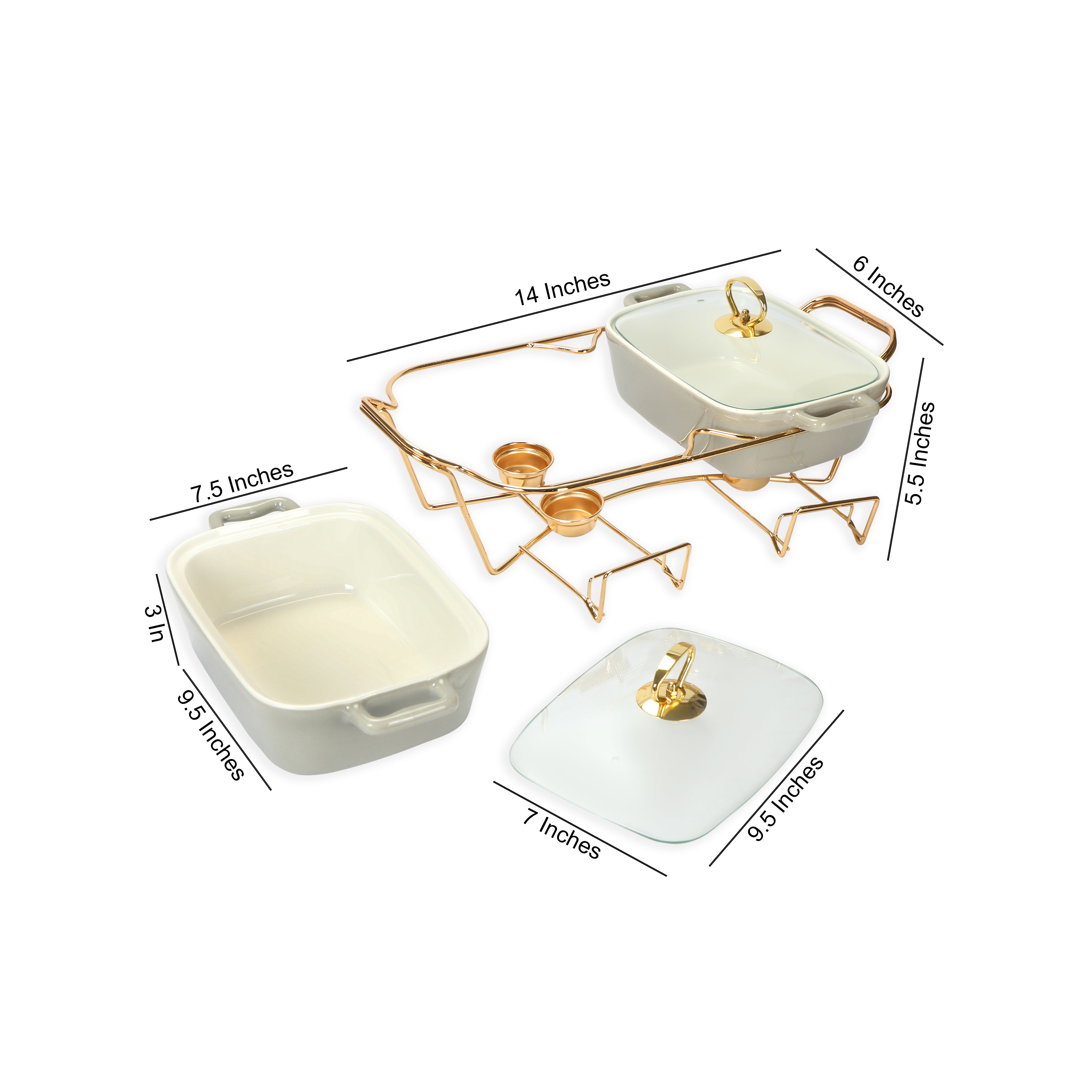 Chafing Dish Twin Rectangle - Grey