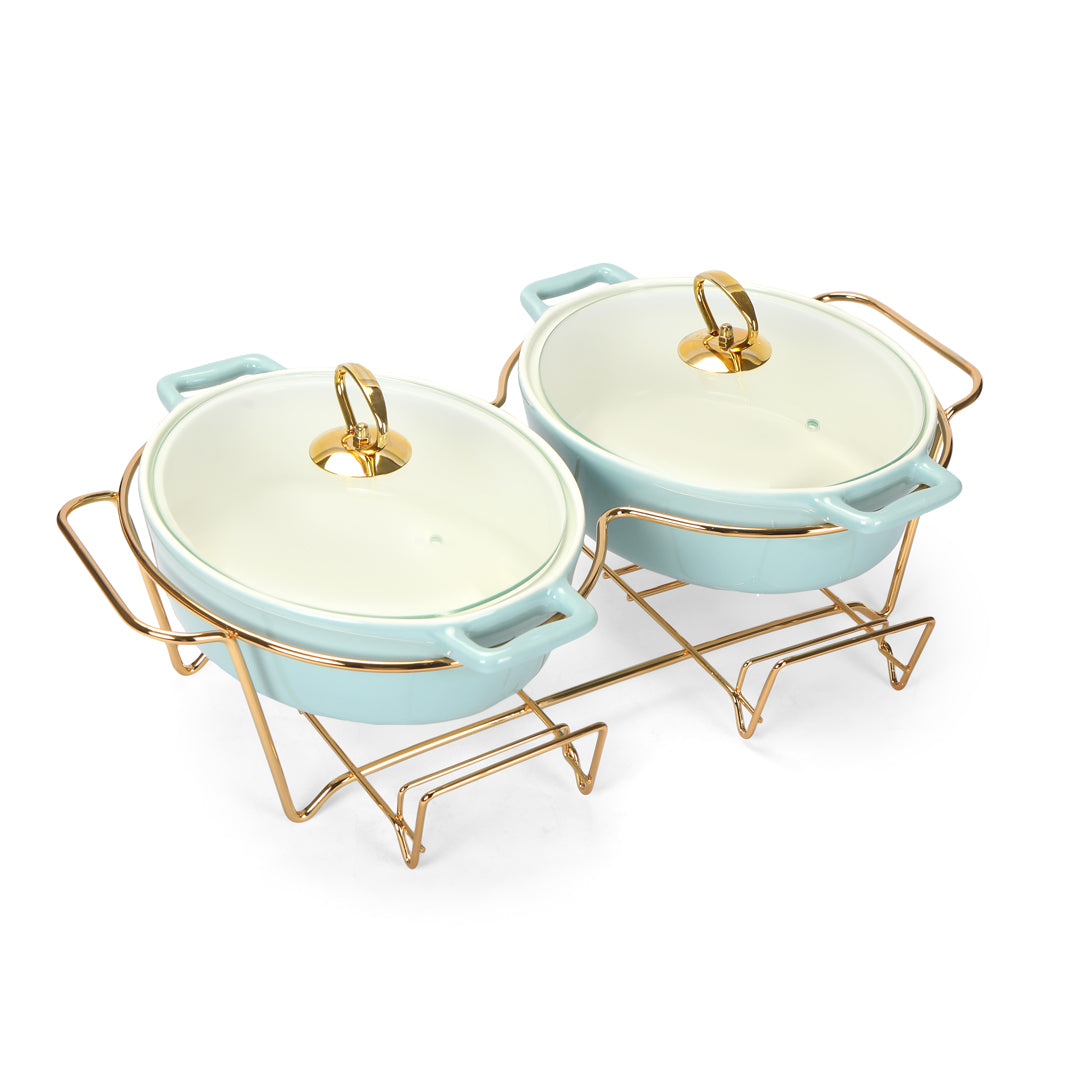 Chafing Dish Twin Oval - Blue