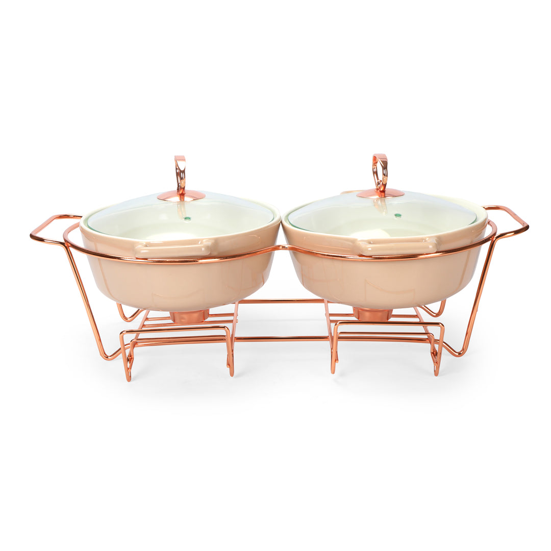 Chafing Dish Twin Oval - Pink