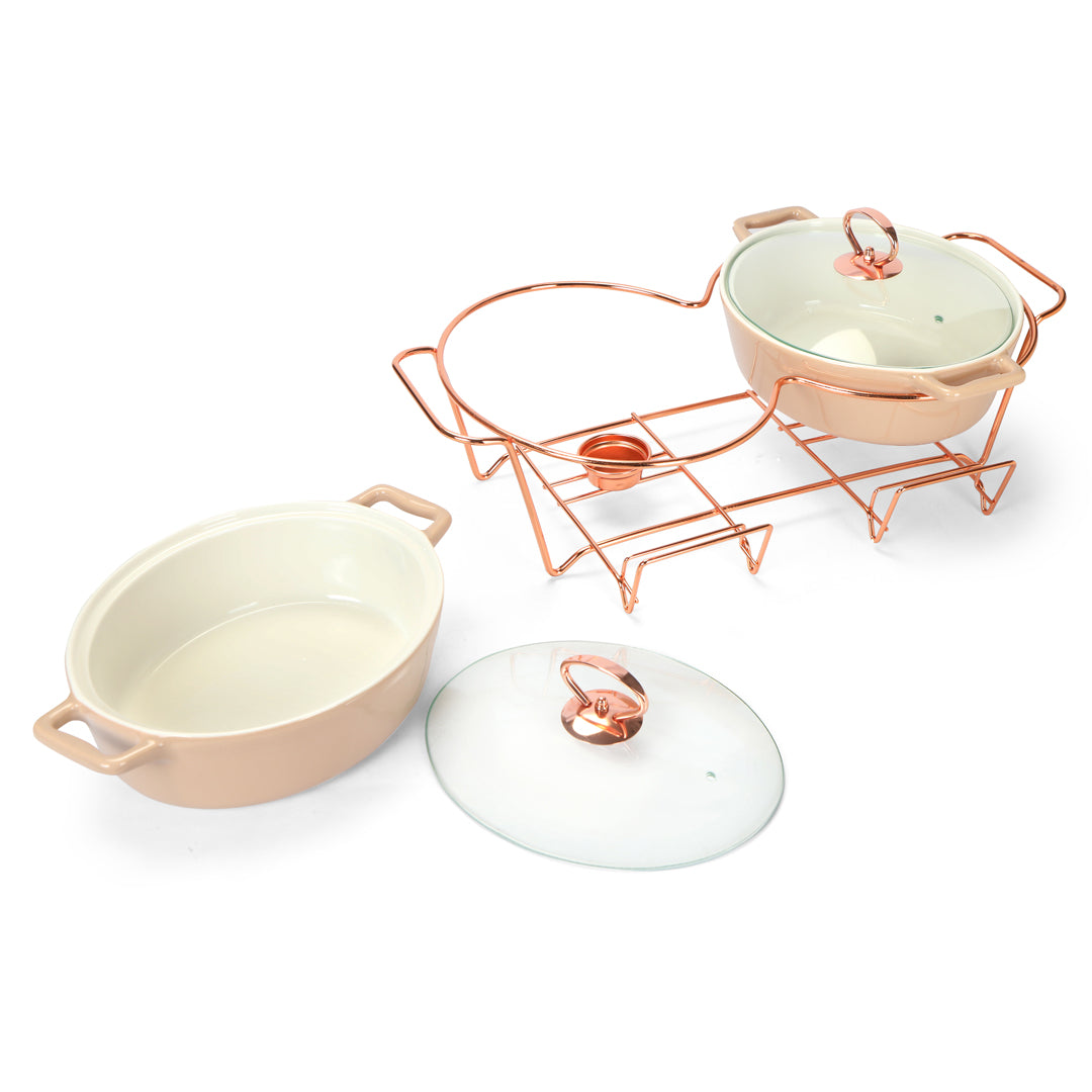 Chafing Dish Twin Oval - Pink