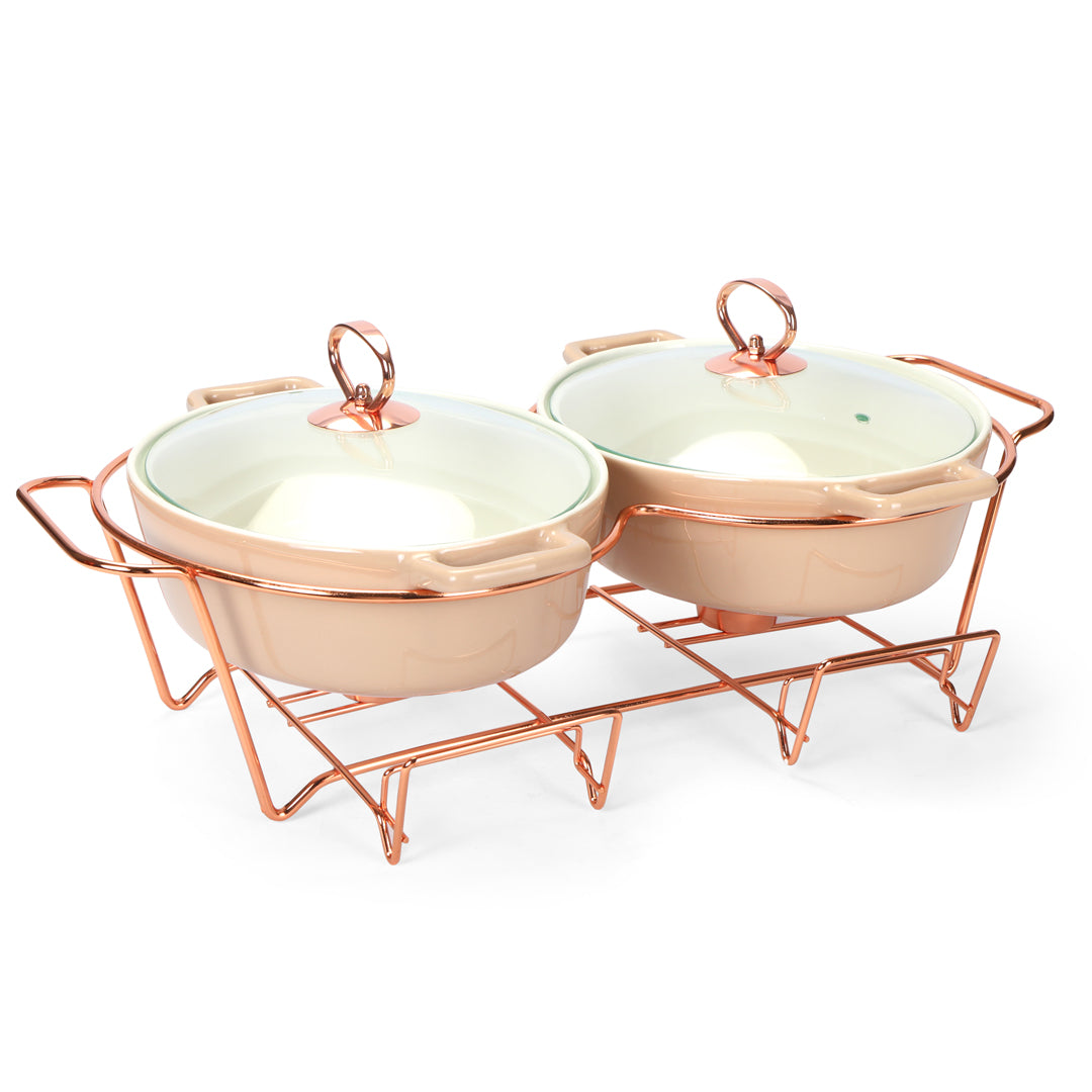 Chafing Dish Twin Oval - Pink