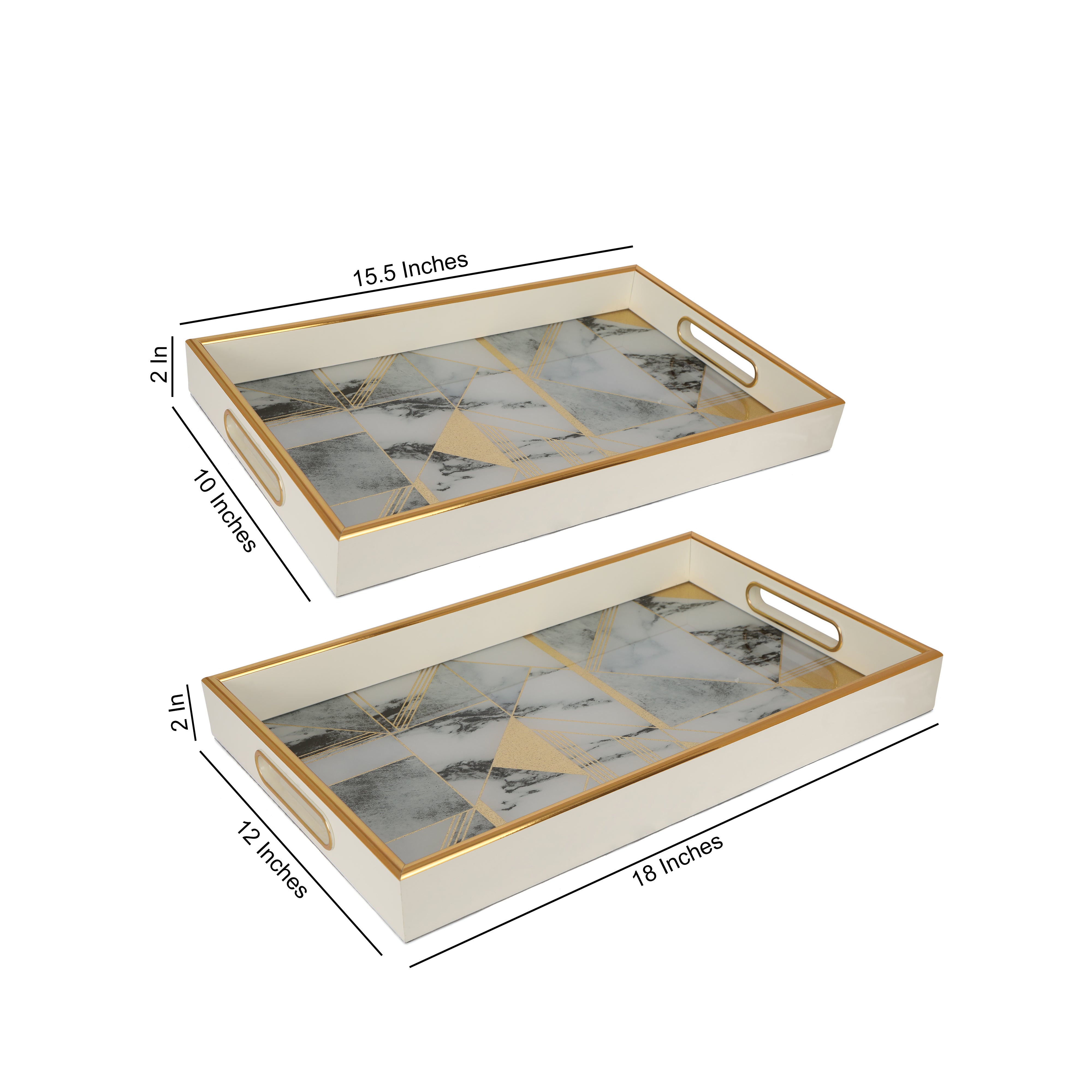 Rectangle Glass Tray Set Of 2 - Onyx