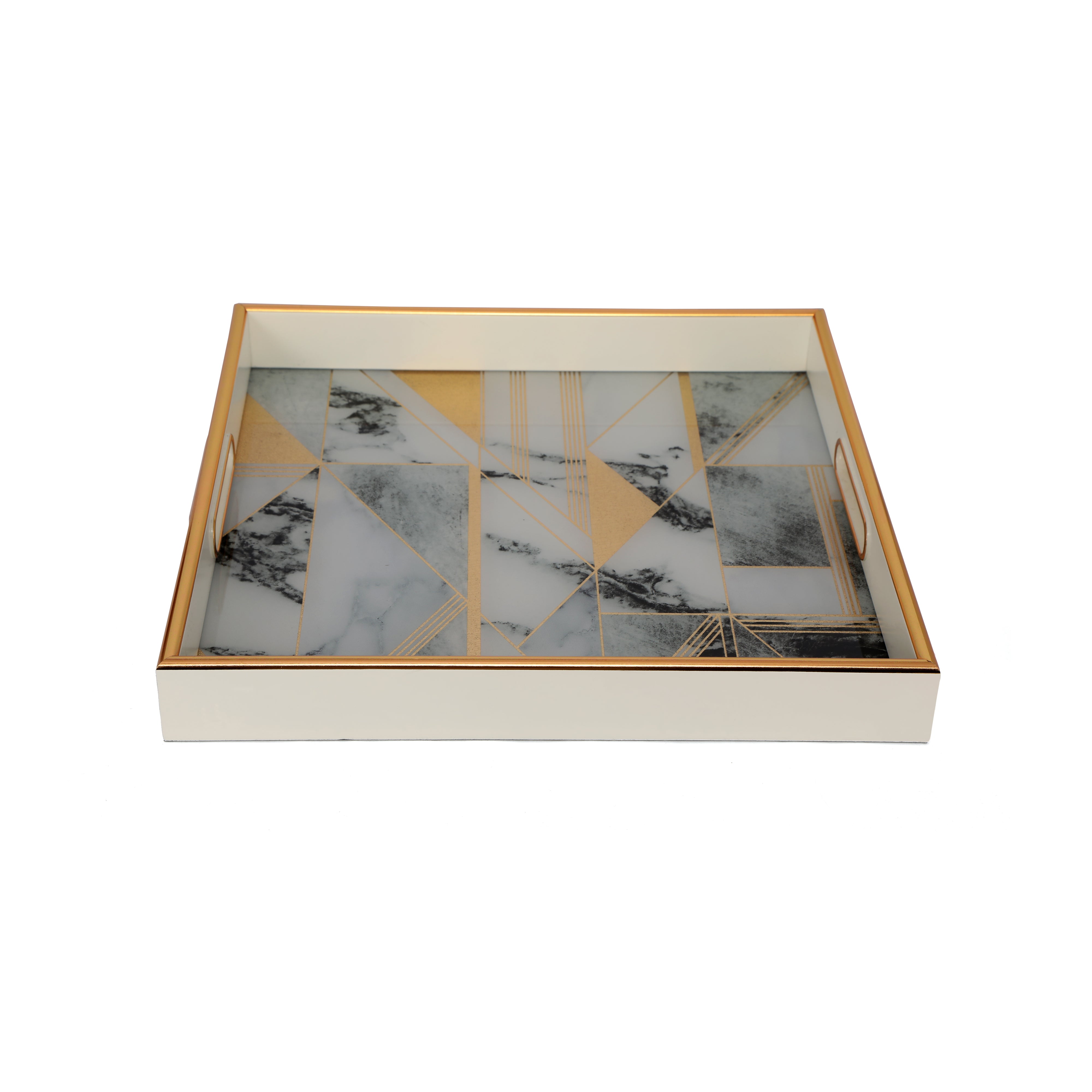 Square Glass Tray Set Of 2 - Onyx