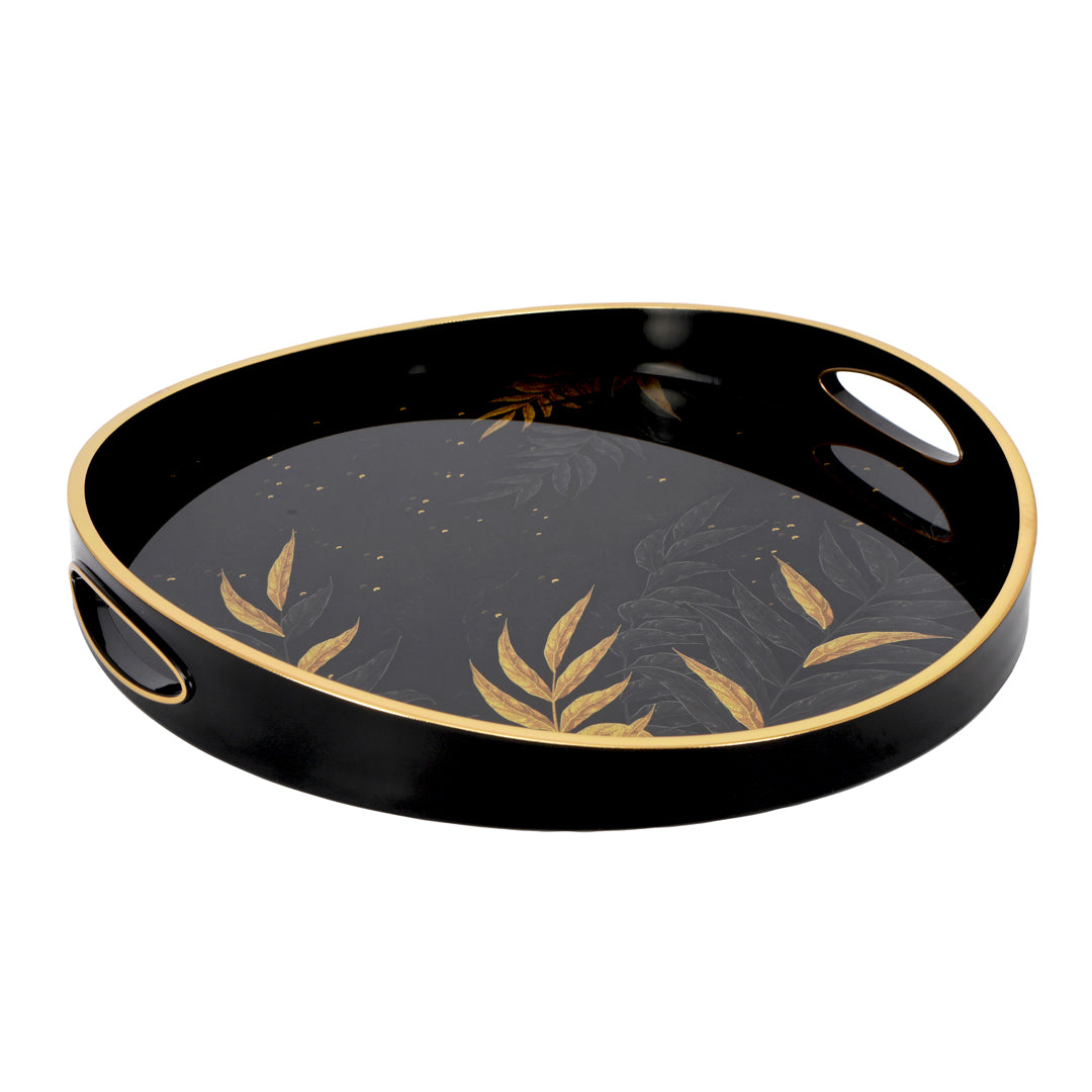 Round Glass Tray Set Of 2 - Gold Leaf