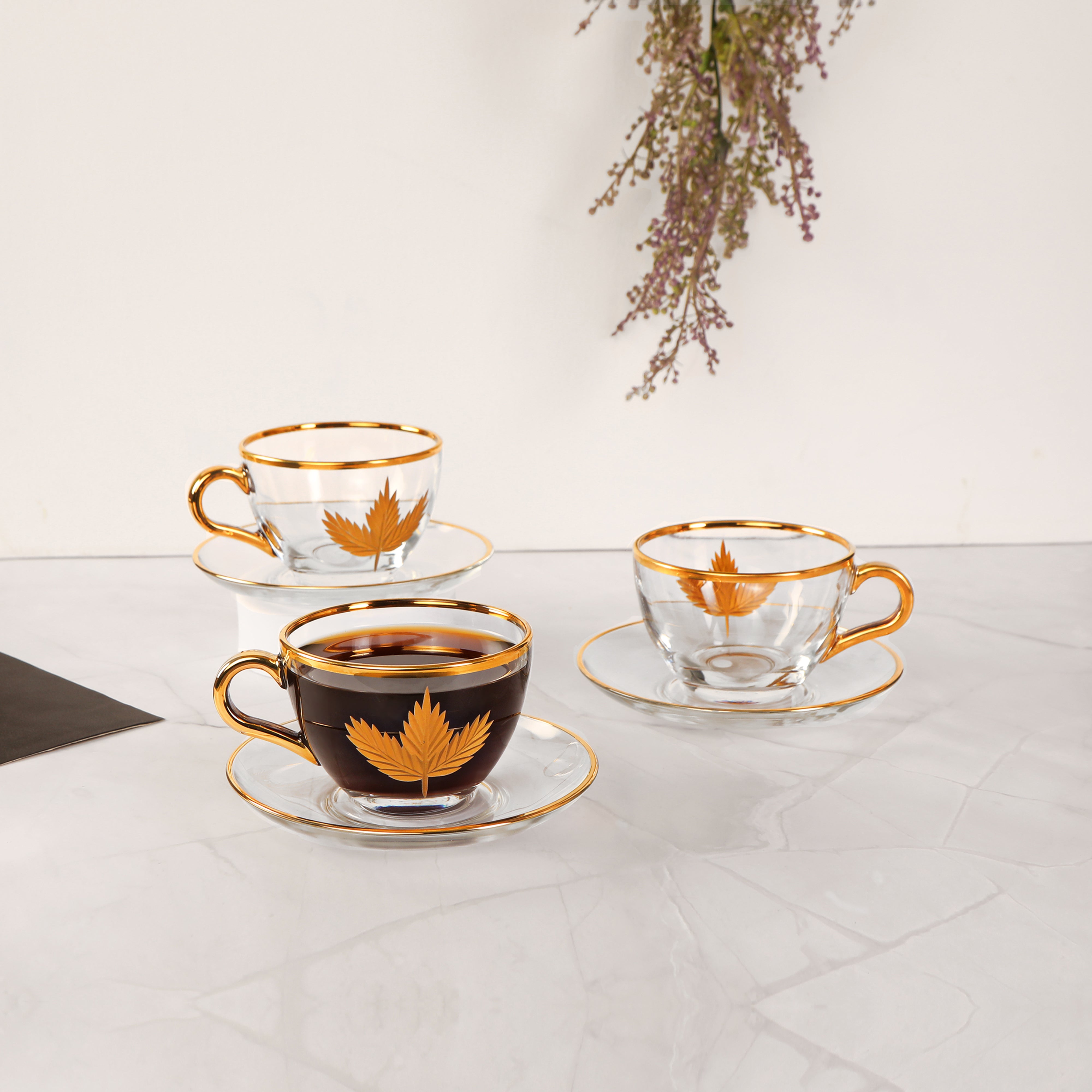 Tea Set - Gold Maple Leaf Set of 6