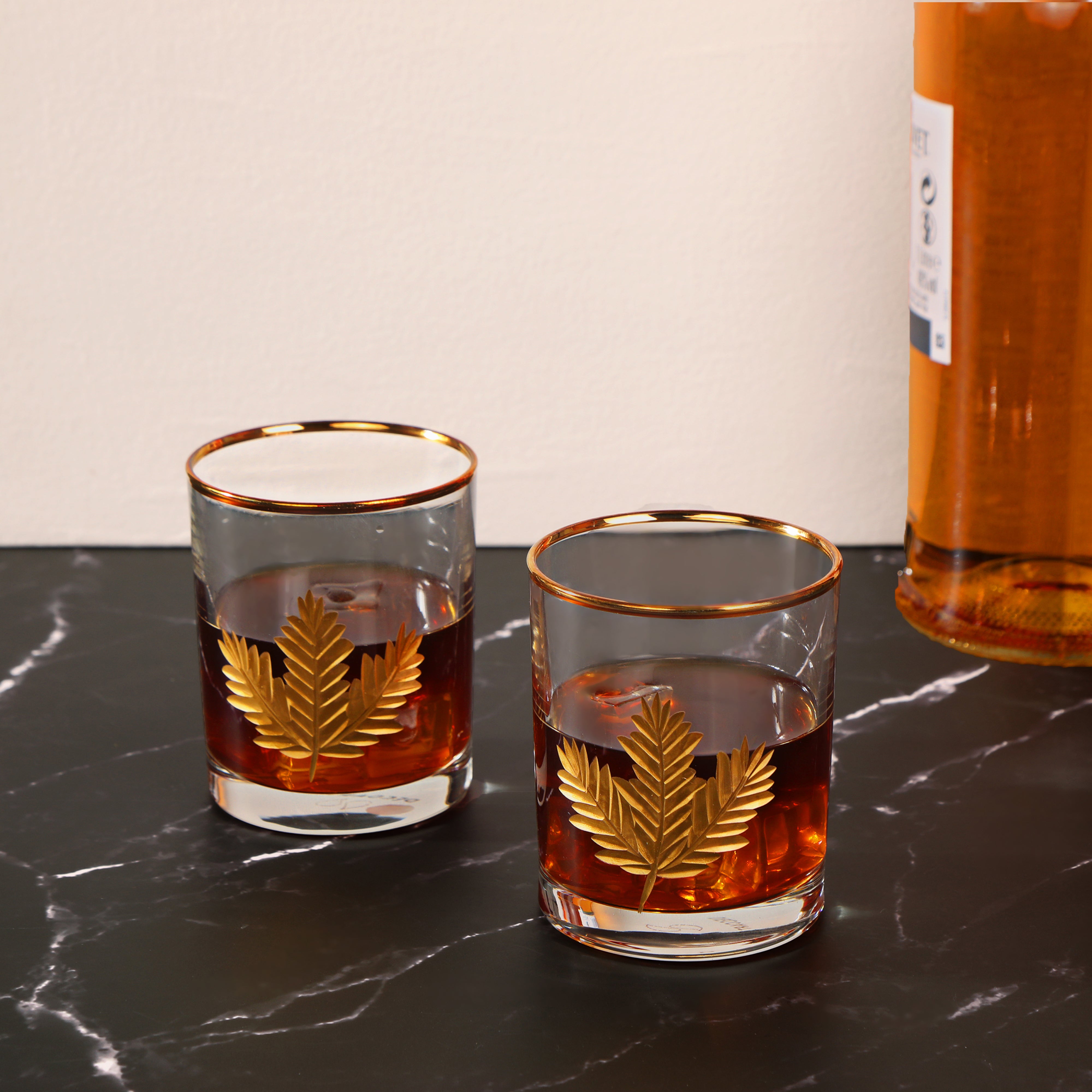 Juice Glass Set - Gold Maple Leaf