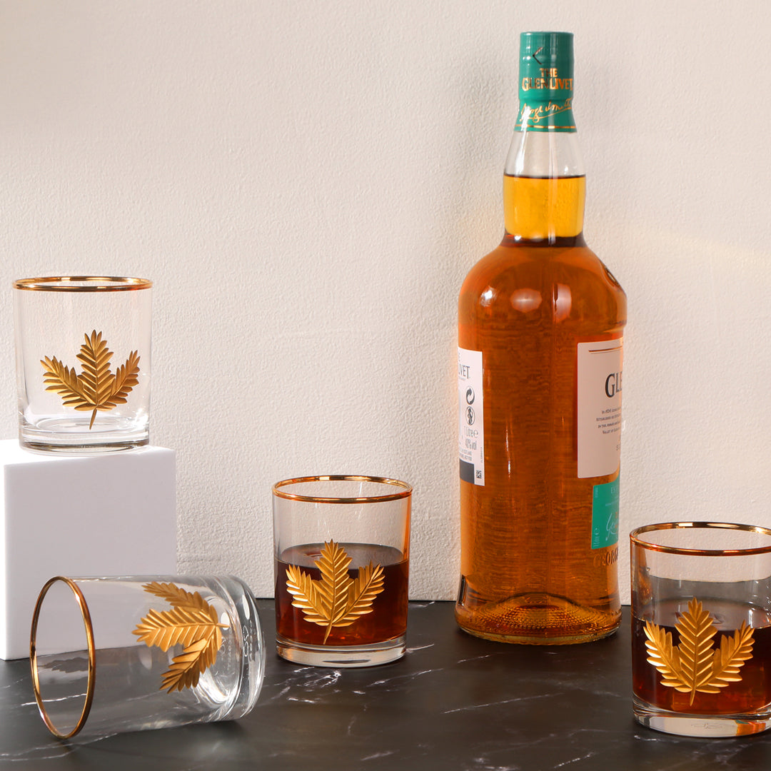 Glass Set - Gold Maple Leaf