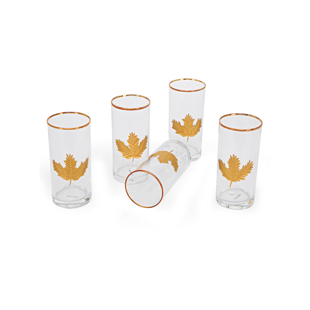 Water Glass Set - Gold Maple Leaf Set Of 6