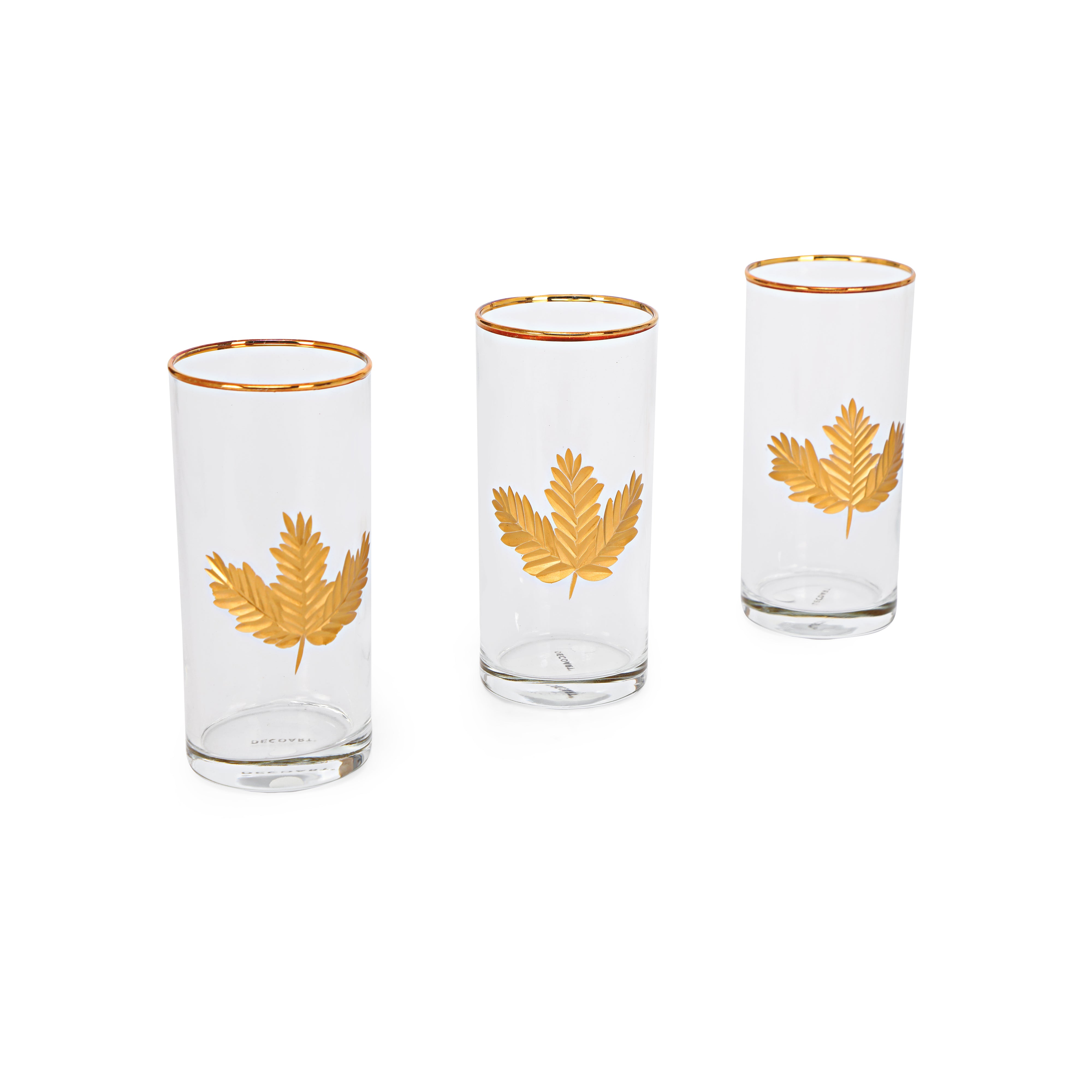 Water Glass Set - Gold Maple Leaf Set Of 6