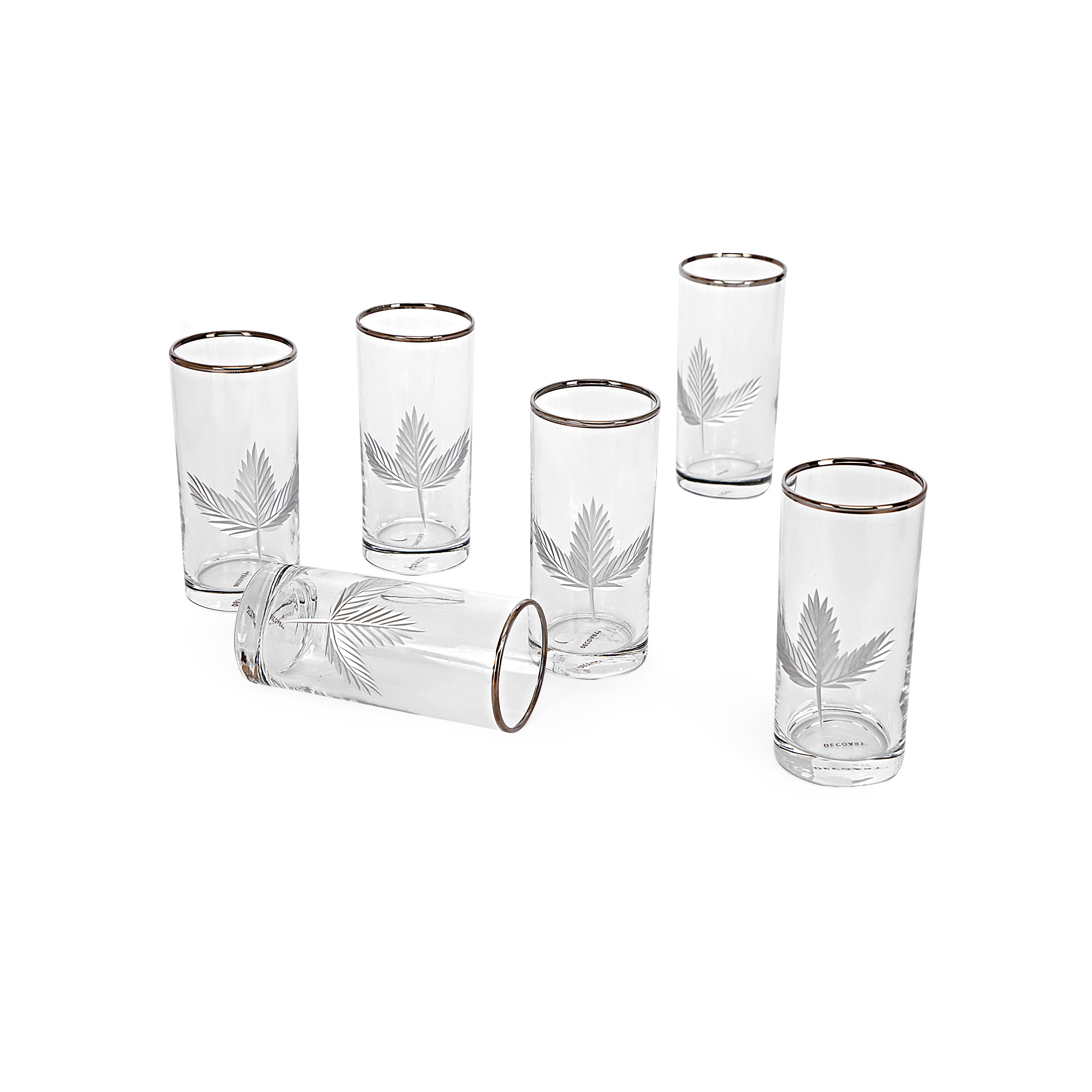 Water Glass Set - Silver Maple Leaf Set Of 6