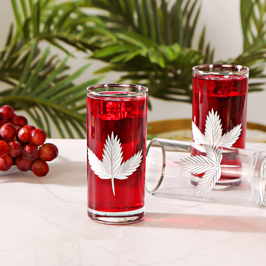 Water Glass Set - Silver Maple Leaf Set Of 6