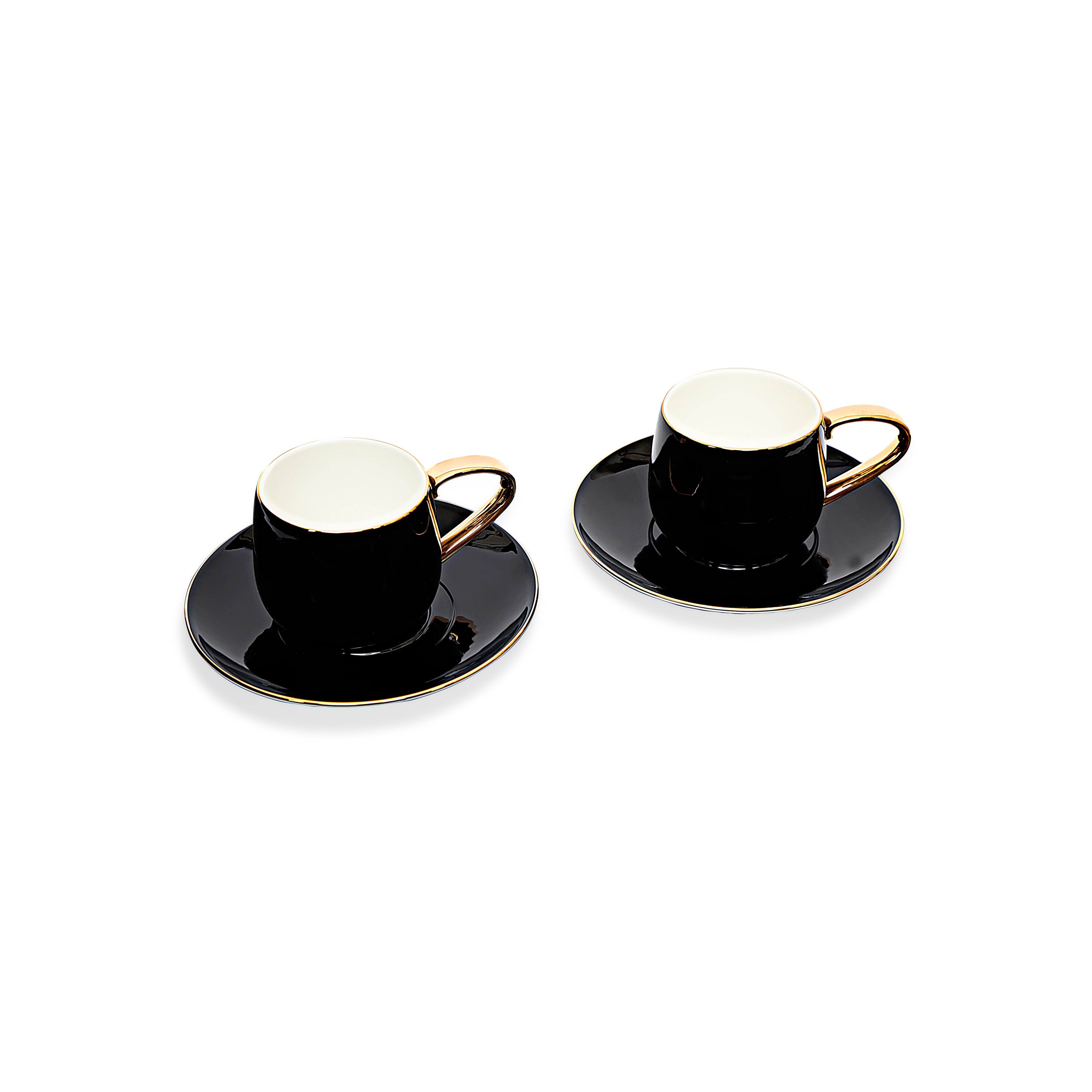 Tea Set - Black With Gold Rim Set Of 6