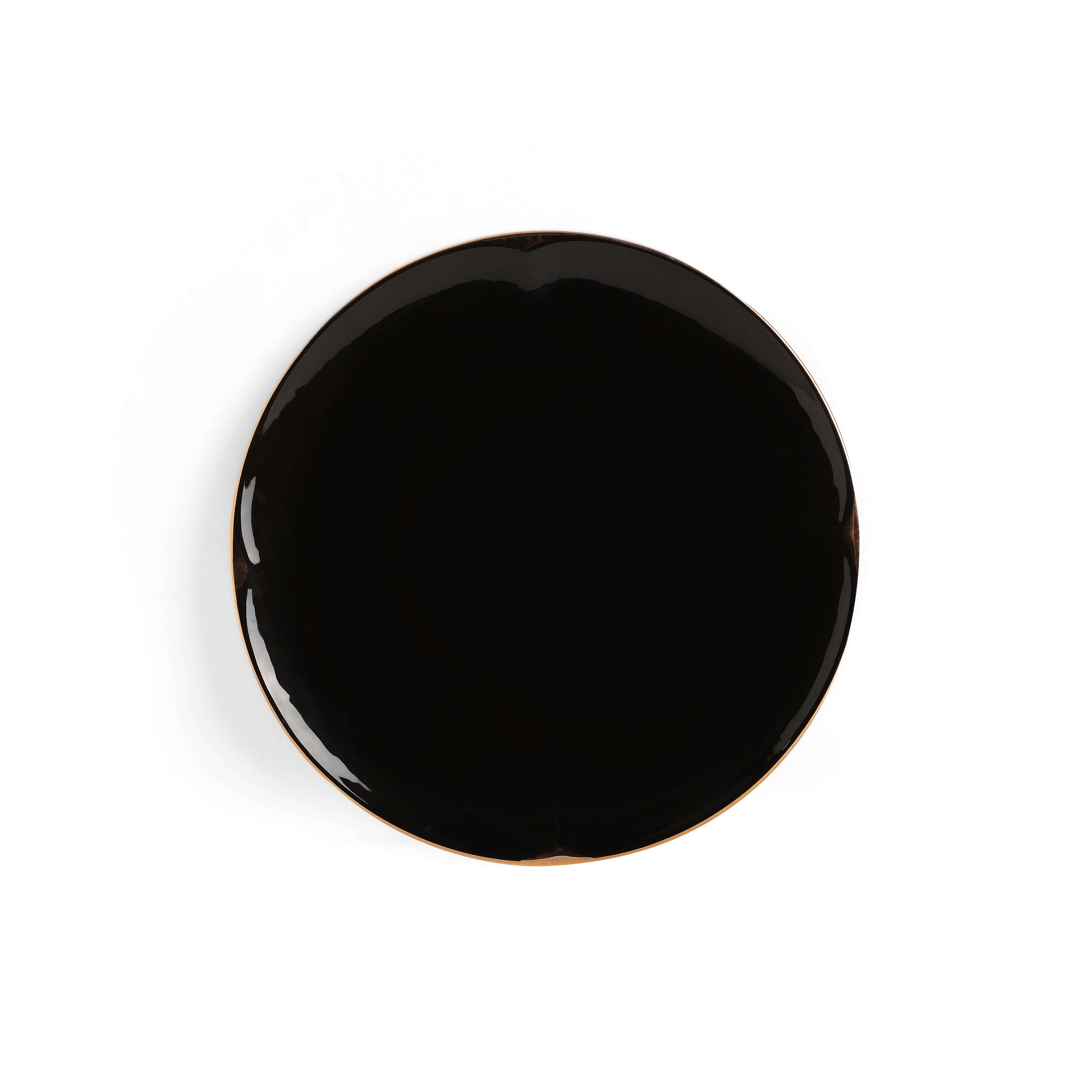 Dinner Set Of 41 Pcs - Black Porcelain With Gold Plated