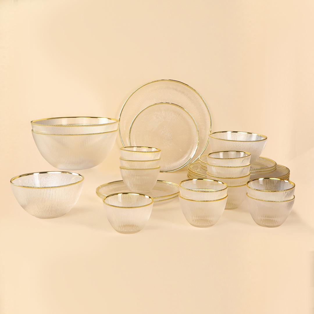 THE HOME CO. Dinner Set Of 28 Pcs - Glass With Gold