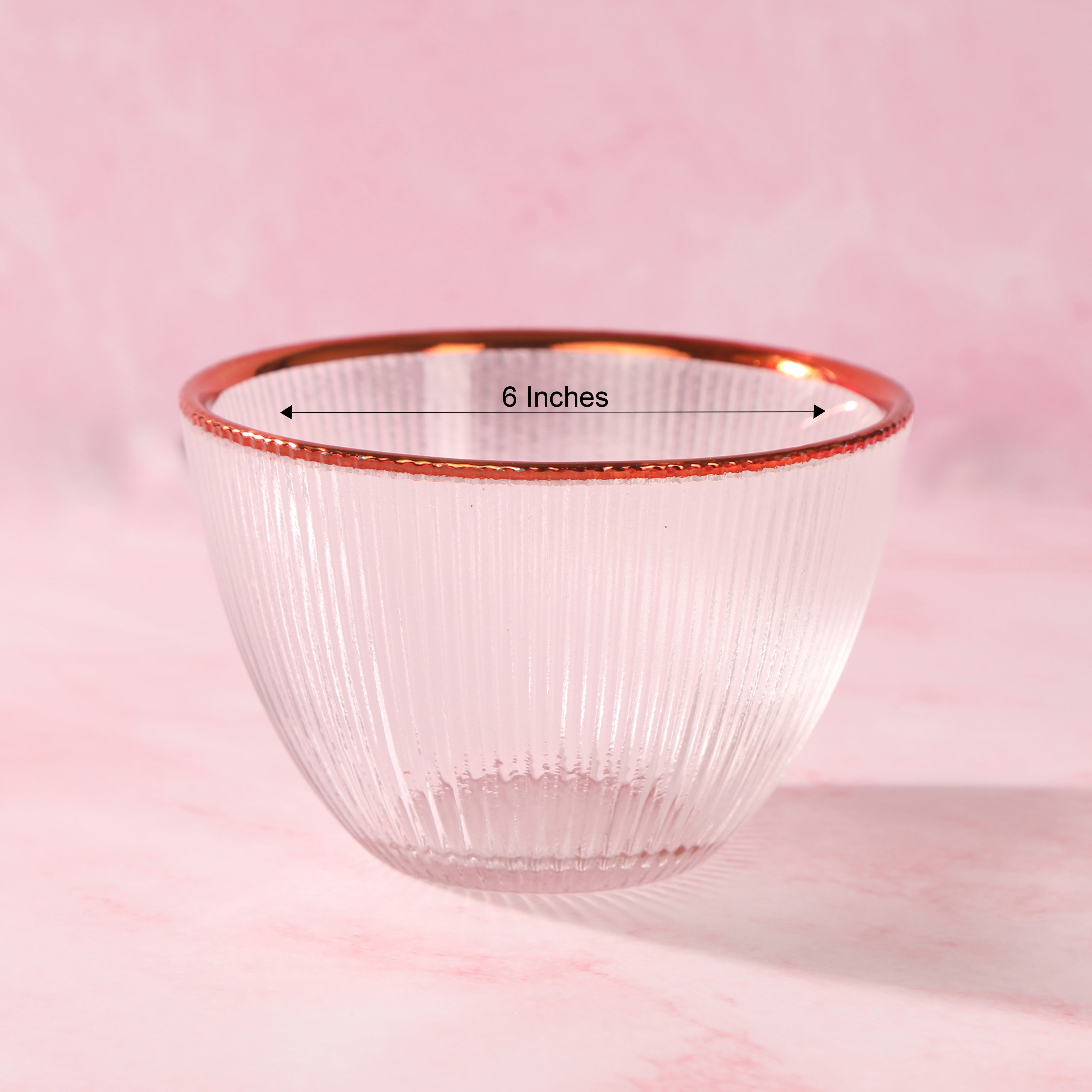 Dinner Set Of 28 Pcs - Glass With Rose Gold Rim