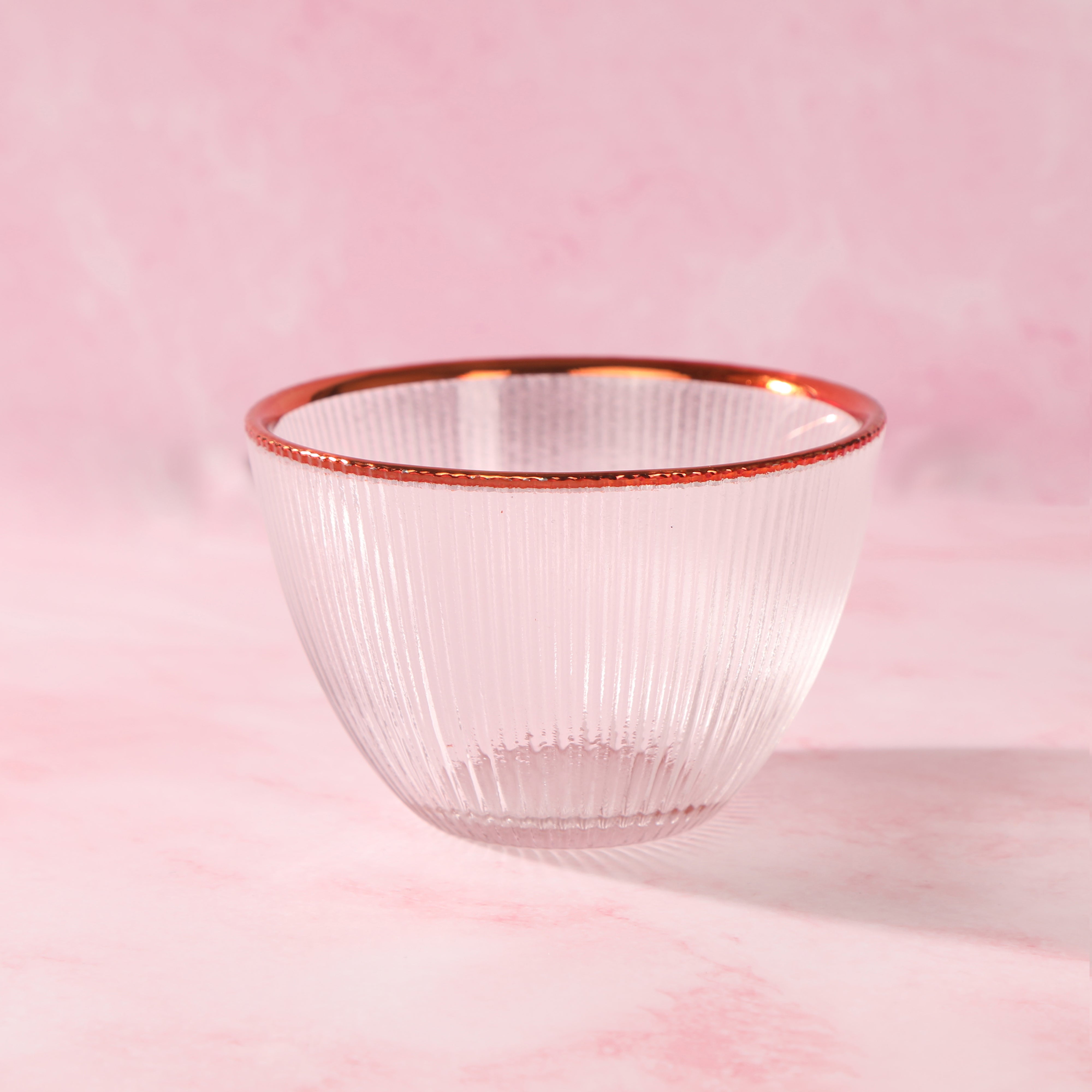 Dinner Set Of 28 Pcs - Glass With Rose Gold Rim